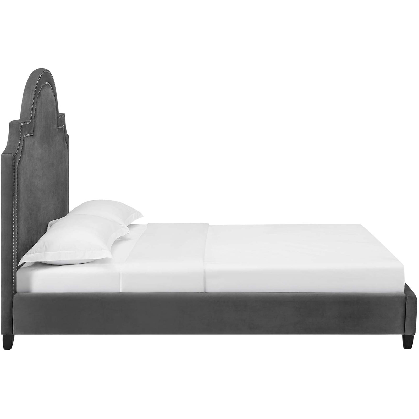 Patrick Velvet Platform Bed Gray
