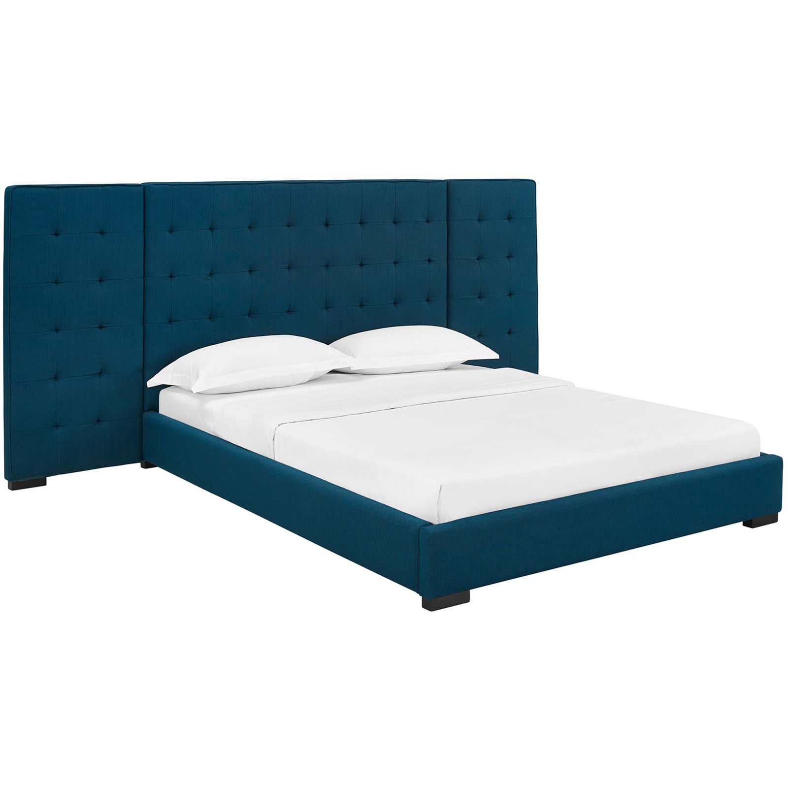 Patrick Upholstered Fabric Platform Bed Azure