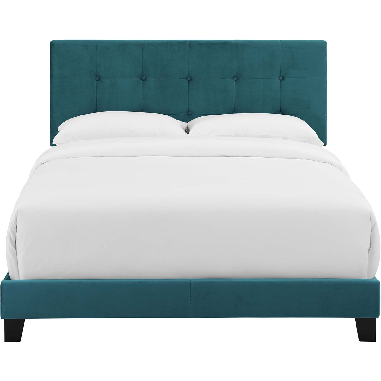 Adriane Upholstered Velvet Bed Sea Blue