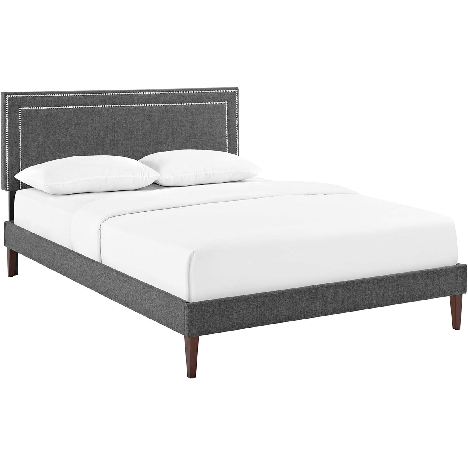 Volga Fabric Platform Bed Gray