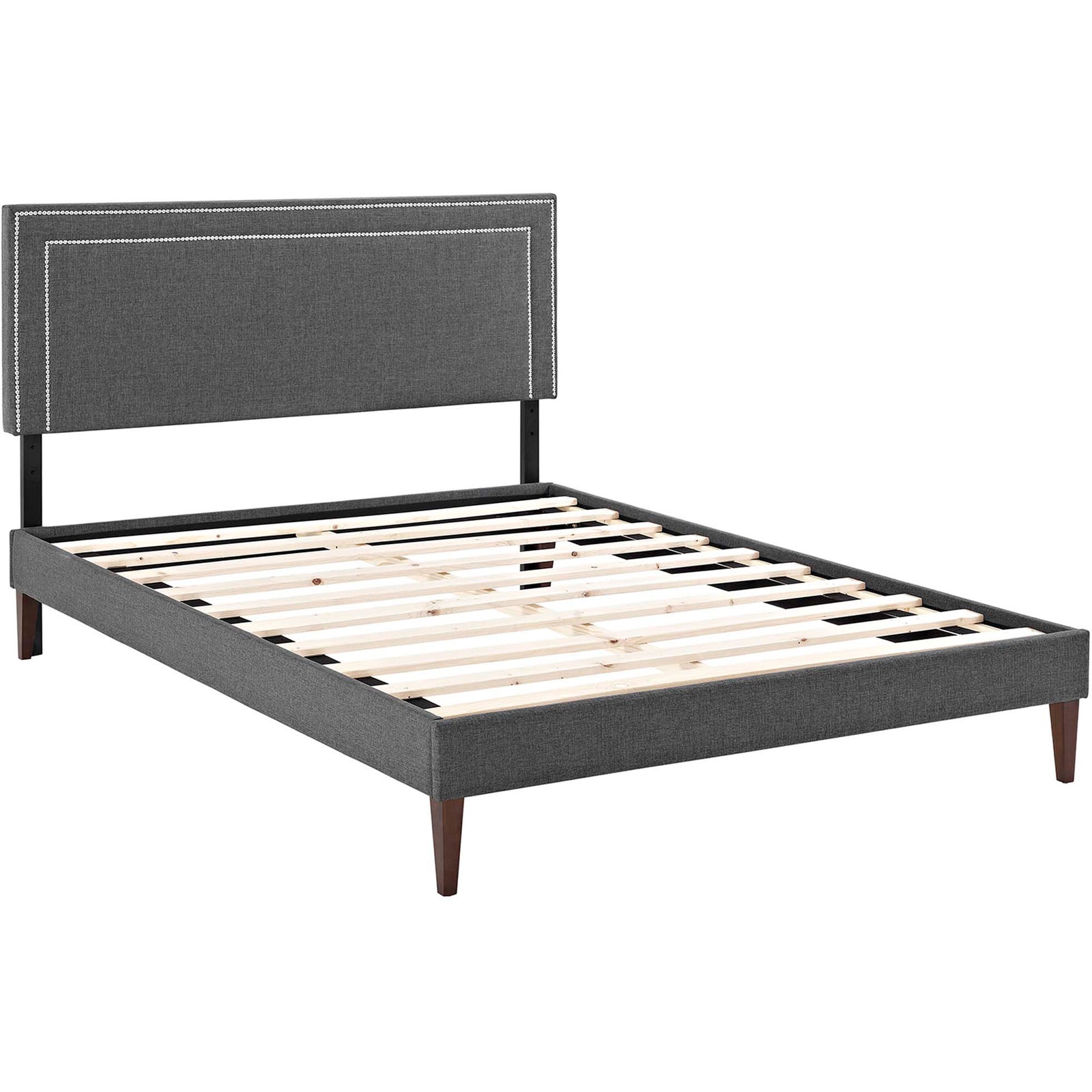 Volga Fabric Platform Bed Gray