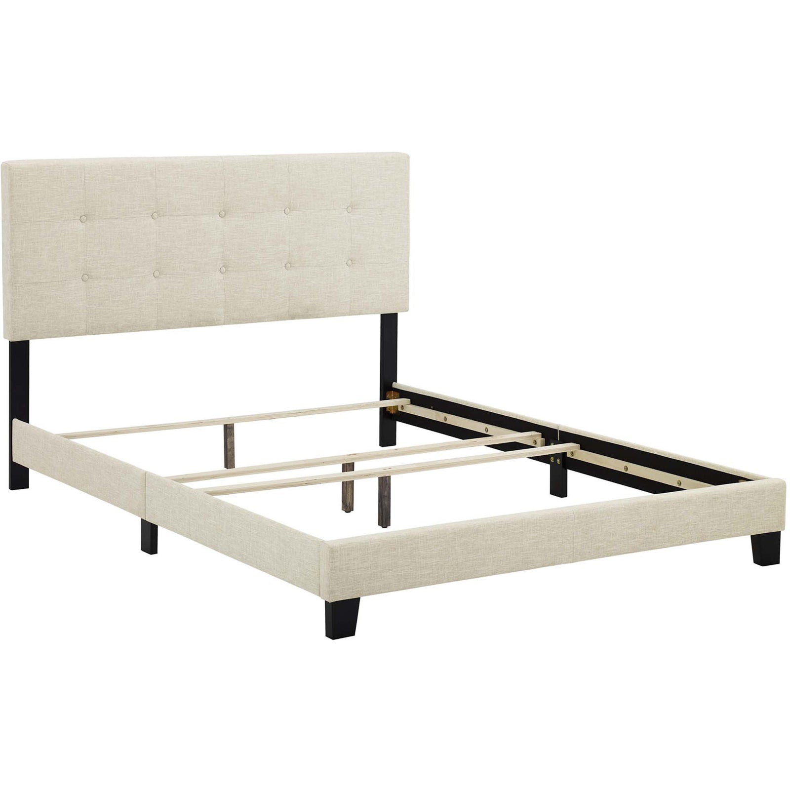 Adriane Upholstered Fabric Bed Beige