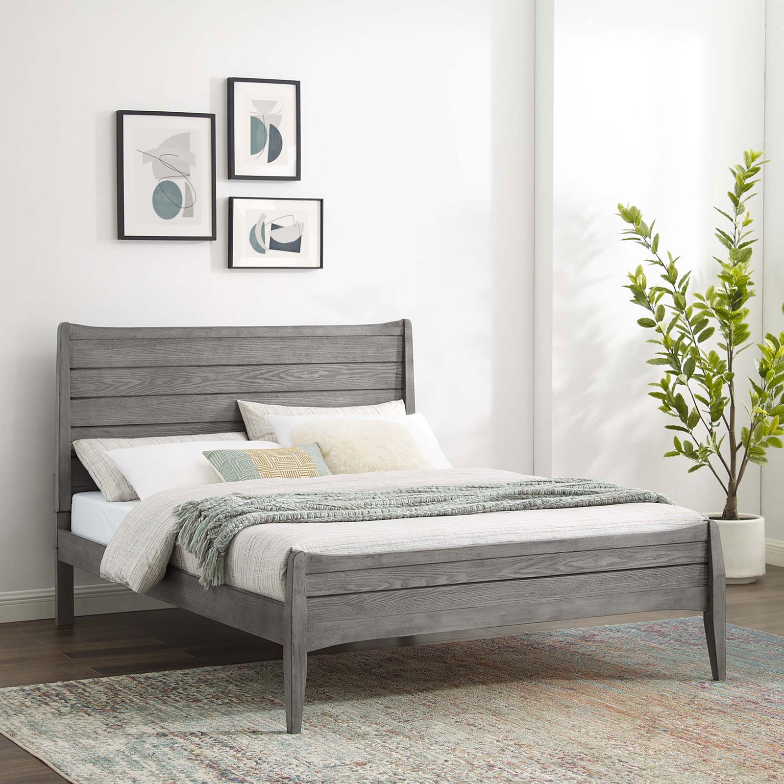 Cohesive, clean-lined silhouette anchors your bedroom with modern rustic charm || MOD-6238-GRY || front_angle_room