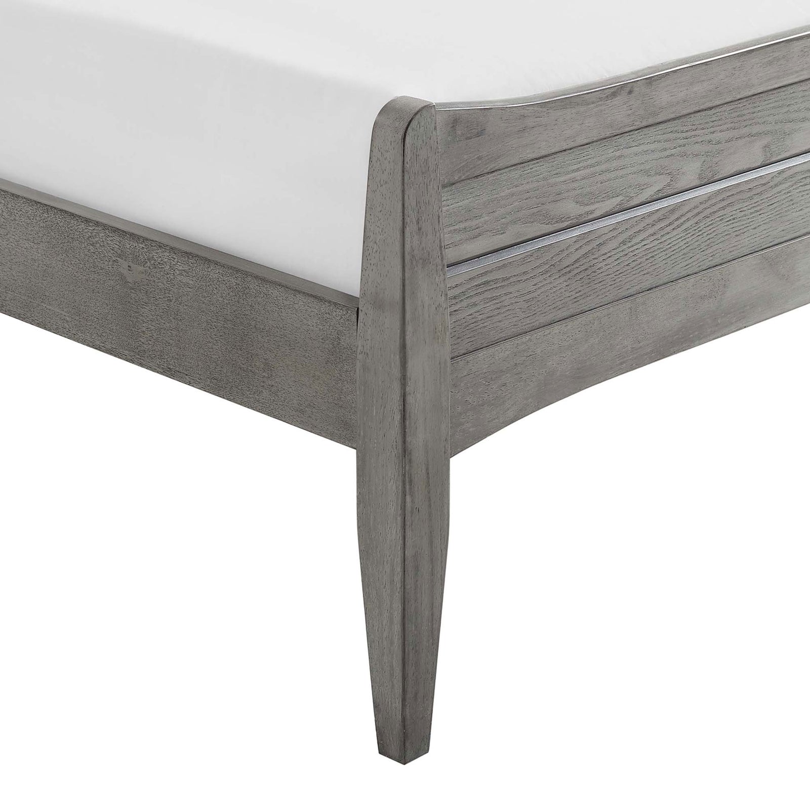 Carved wood legs and contoured rails showcase the refined craftsmanship || MOD-6238-GRY || leg_studio