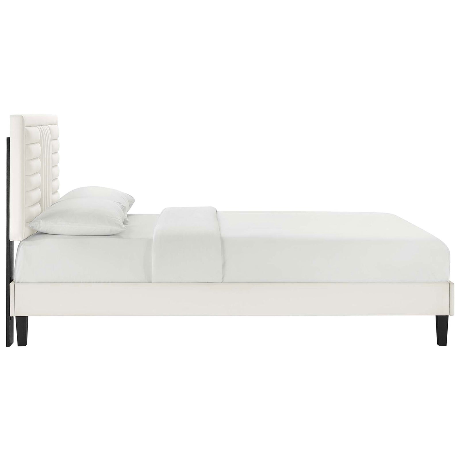 Low-profile silhouette with clean lines and plush velvet sides for a crisp, modern look || MOD-6975-WHI || side_studio