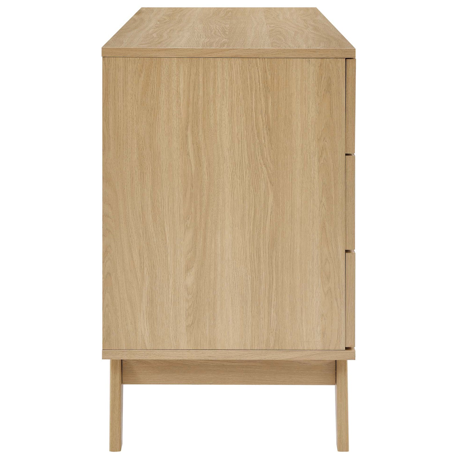 Side profile of the Soma oak dresser showcasing clean lines and a smooth, wood grain finish || MOD-7053-OAK || side_studio