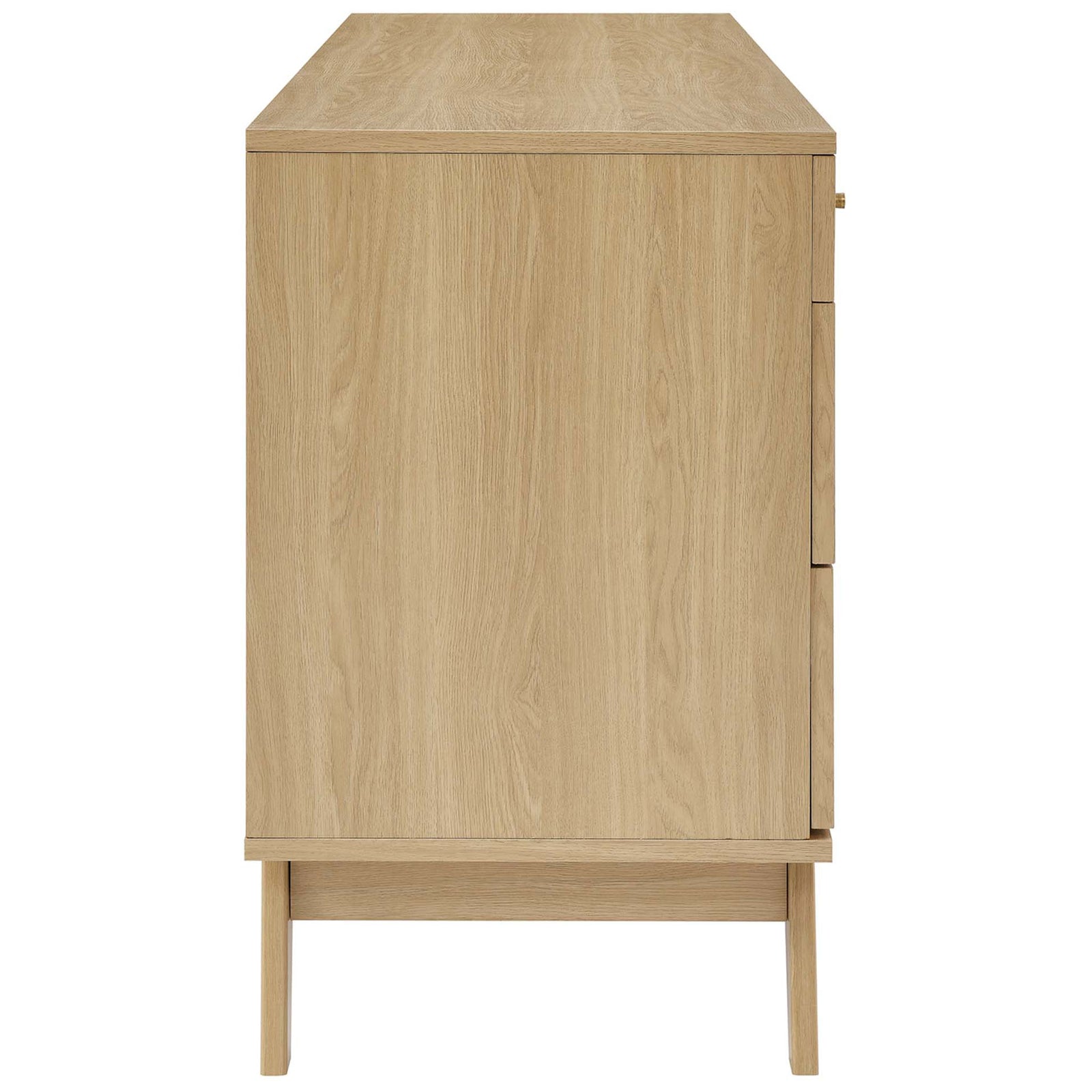 Oak dresser side profile showcasing smooth wood grain and clean modern lines || MOD-7054-OAK || side_studio