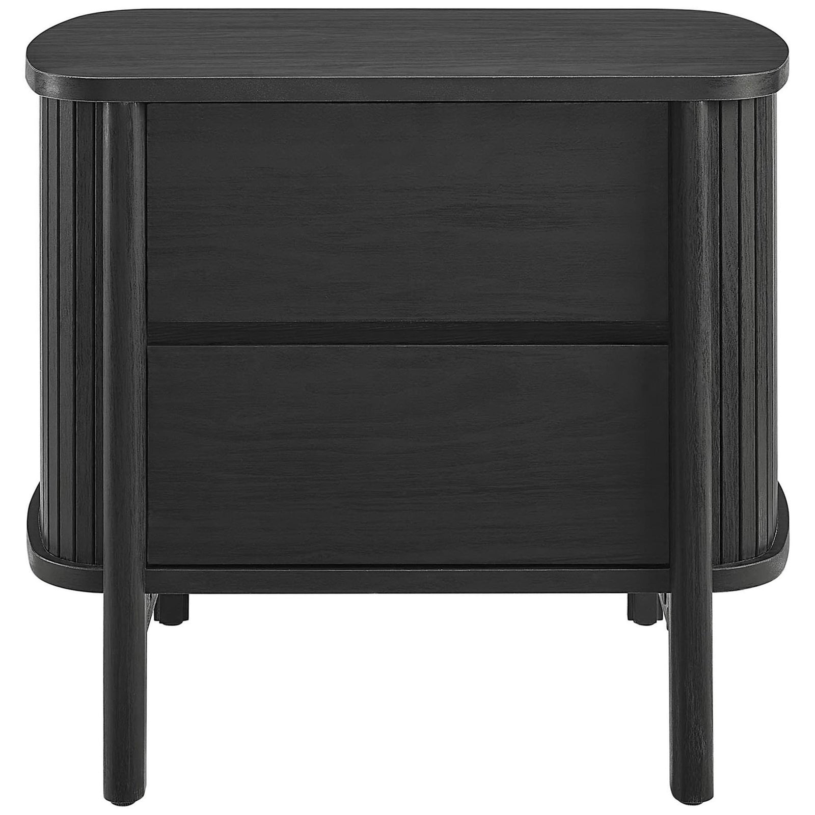 Sleek black Cadence nightstand with two flush drawers and rounded edges for a soft modern profile || MOD-7158-BLK || front_studio