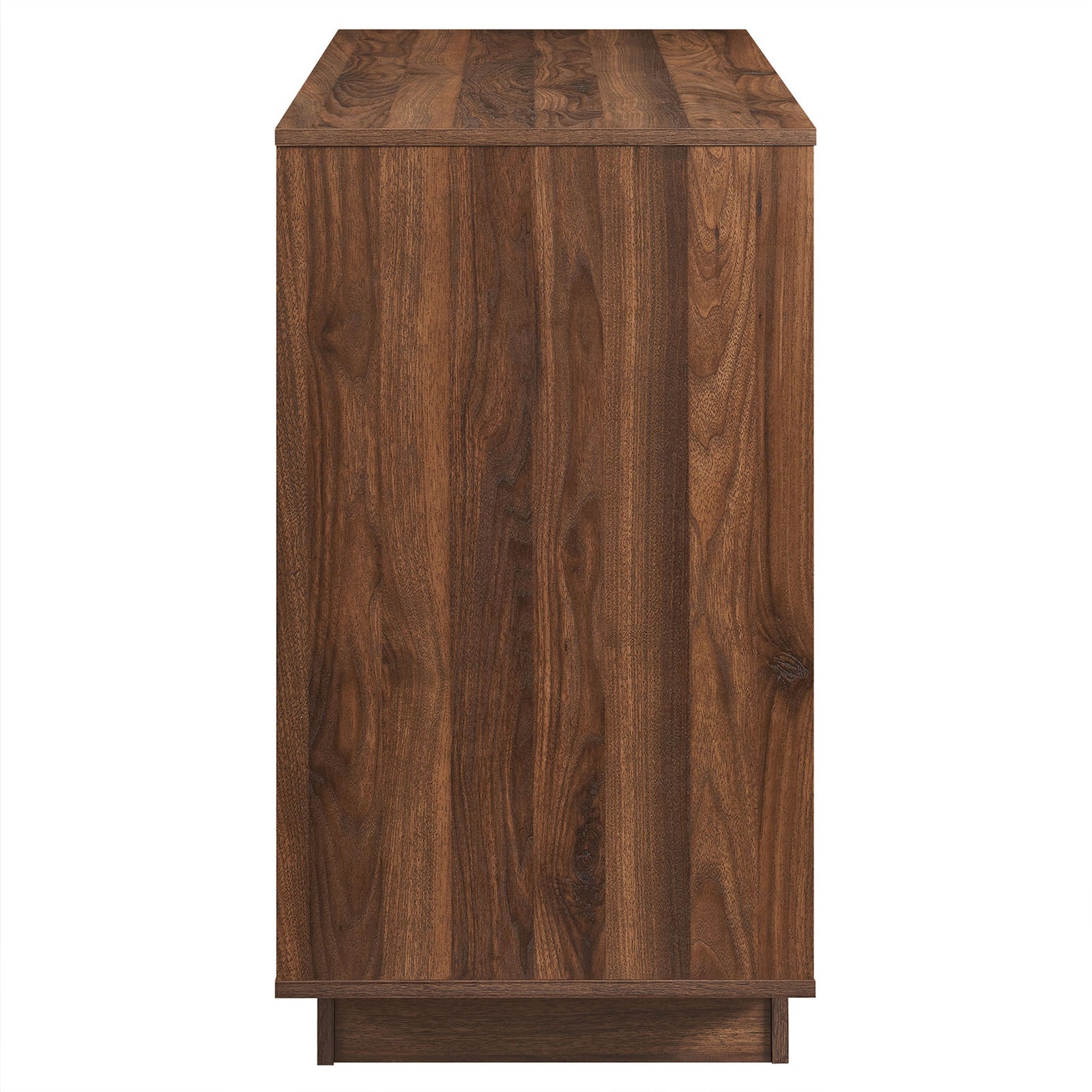 Smooth walnut-finished dresser panel highlighting the warm wood grain and clean, framed edges || MOD-7163-WAL || side_studio