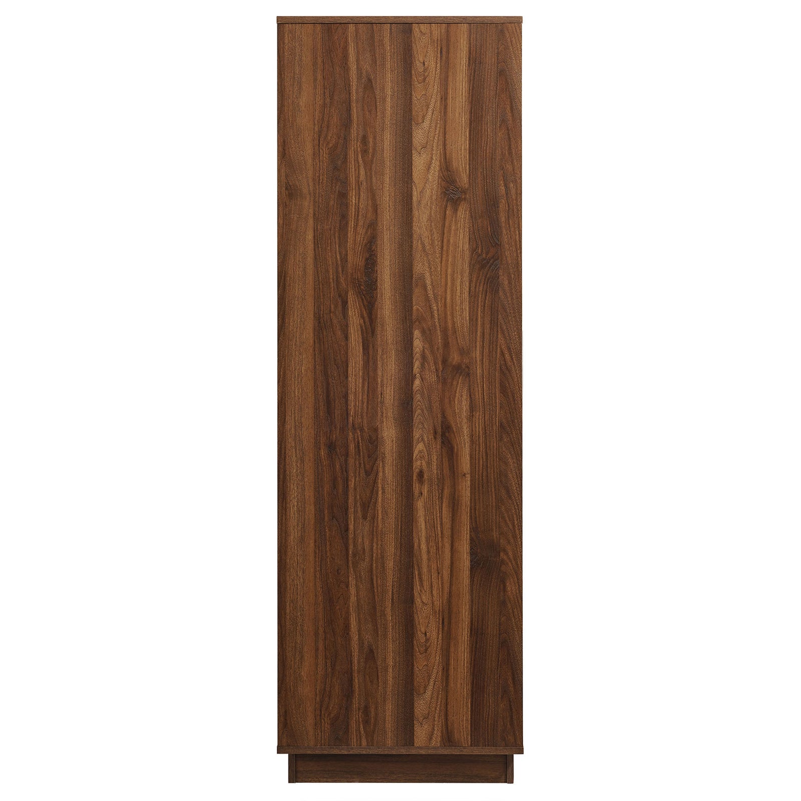 Walnut wardrobe closet highlighting the rich vertical wood grain and clean, modern lines. || MOD-7164-WAL || side_studio
