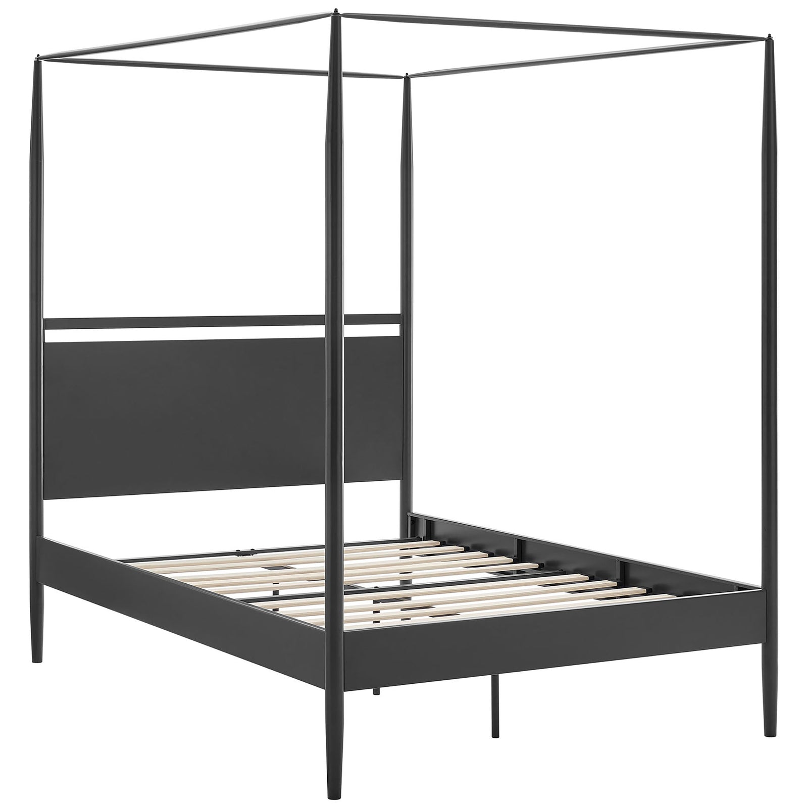 Refined canopy frame with tapered metal posts and supportive wood slats for lasting durability || MOD-7222-CHA-NPT || front_angle_studio