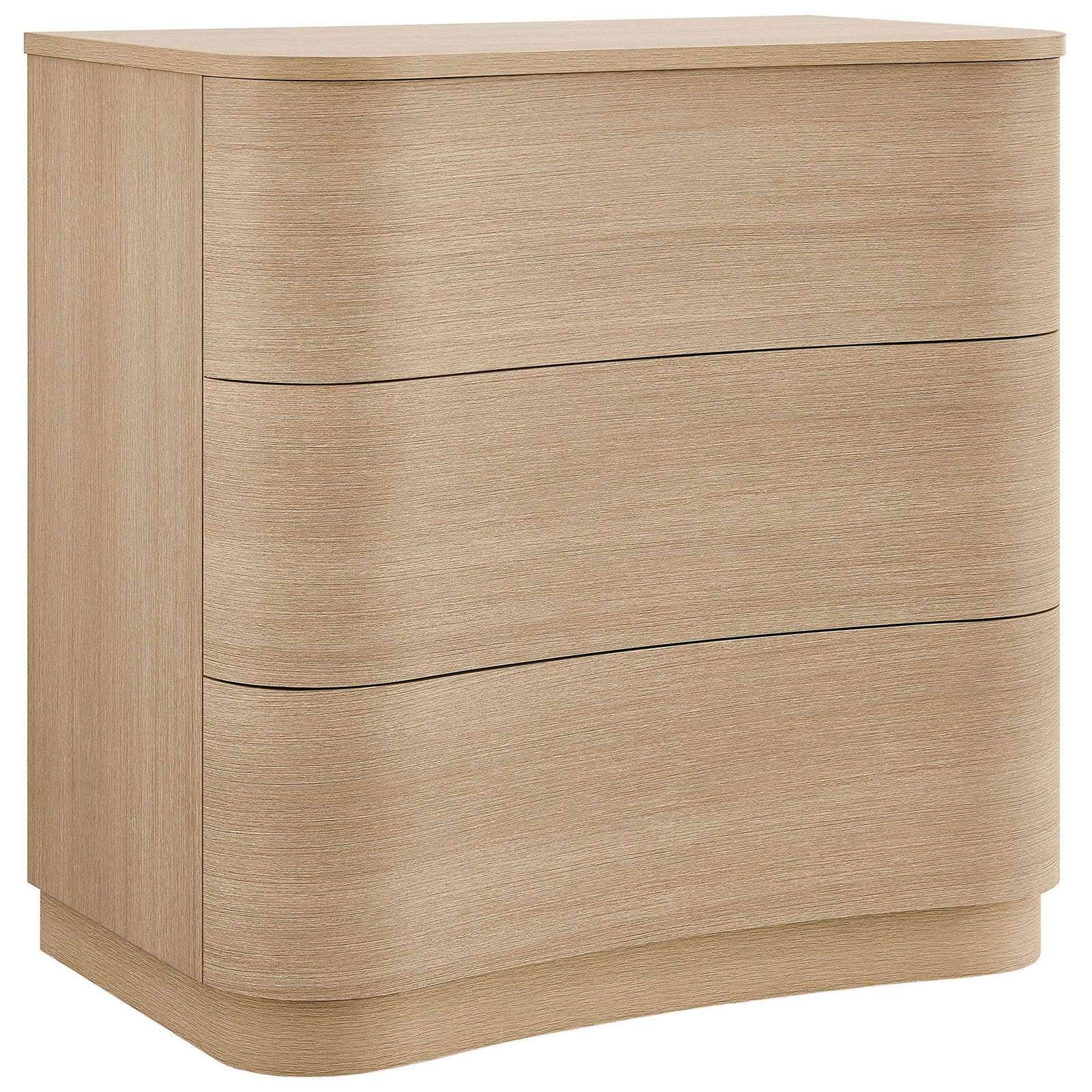 Brushed light oak dresser with softly rounded corners and wavy drawer fronts for a modern organic look || MOD-7230-BOA || front_angle_studio