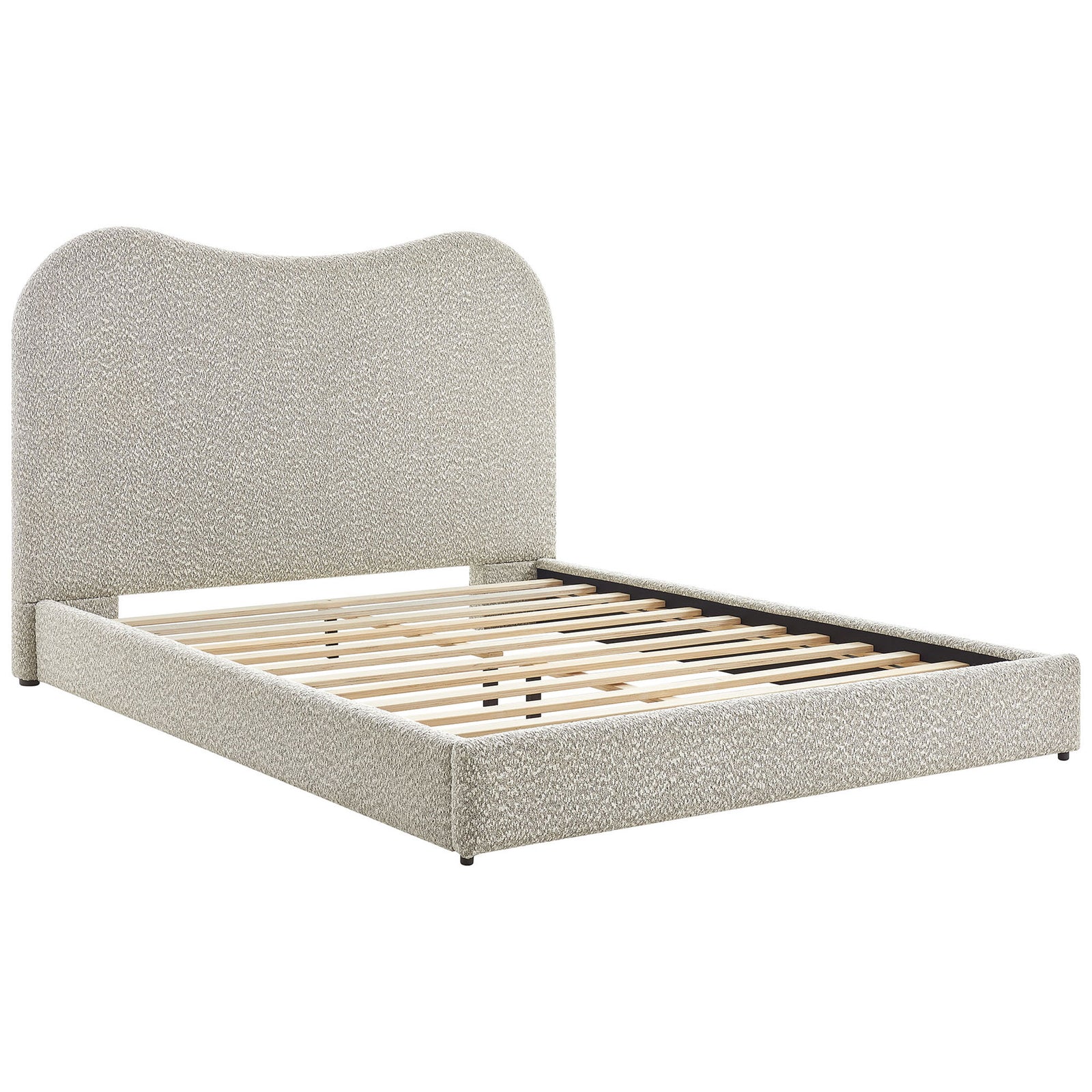 Wood slat support system and cushioned rails offer sturdy, box-spring-free comfort || MOD-7233-RIV || front_angle_studio