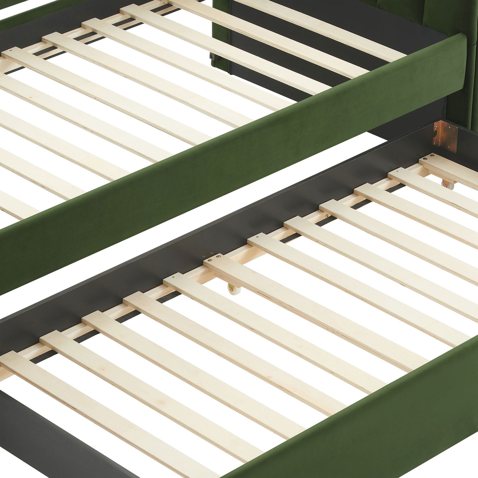 Dual slat systems provide strong support for both the main bed and the pull-out trundle. || MOD-7234-MOG || detail_studio