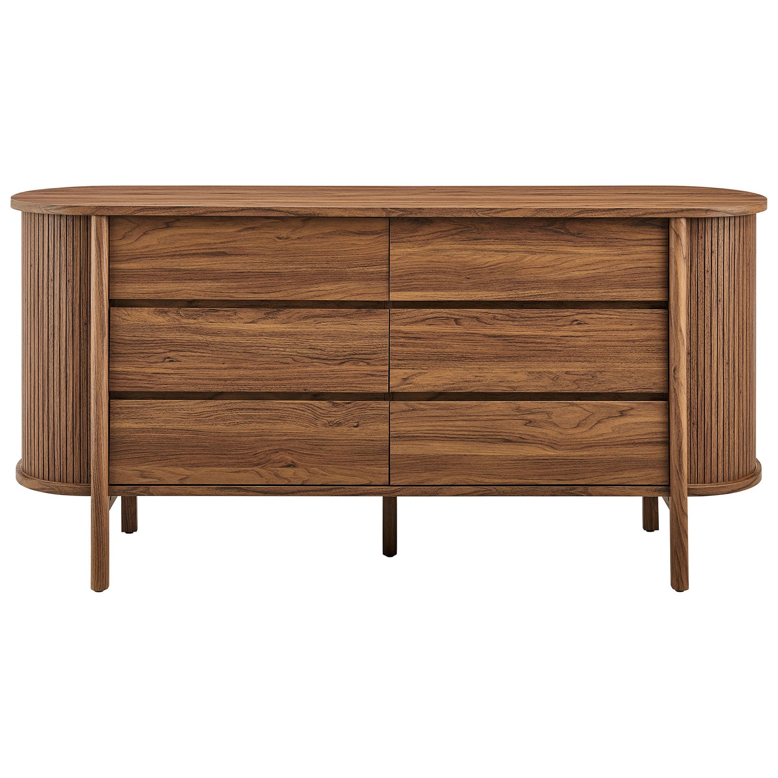 Walnut 6-drawer dresser with wide storage drawers and smooth wood grain finish || MOD-7242-WAL || front_studio