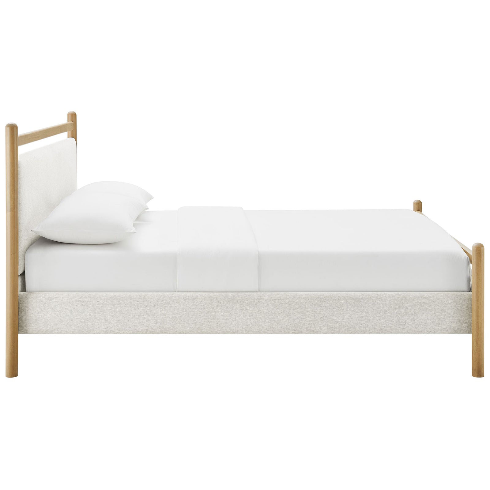Low-profile upholstered side rails and rounded wood posts create a clean, calming foundation || MOD-7248-LOA-HEI || side_studio