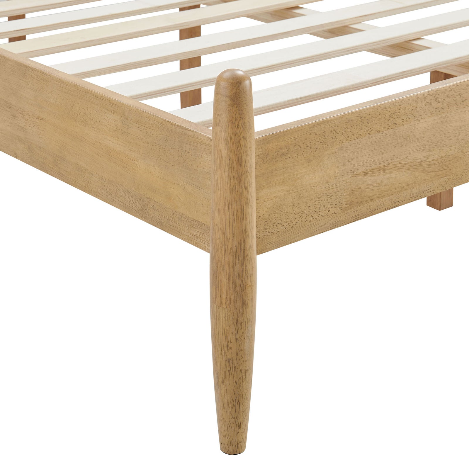 Rounded wood post leg and corner rail in light oak showcase sturdy joinery and smooth finish || MOD-7303-LOA || leg_studio
