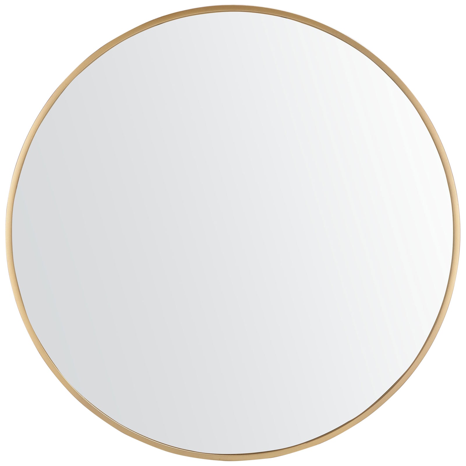 A circular mirror with a slender gold border creates a minimalist focal point || MRR1051A || front_studio