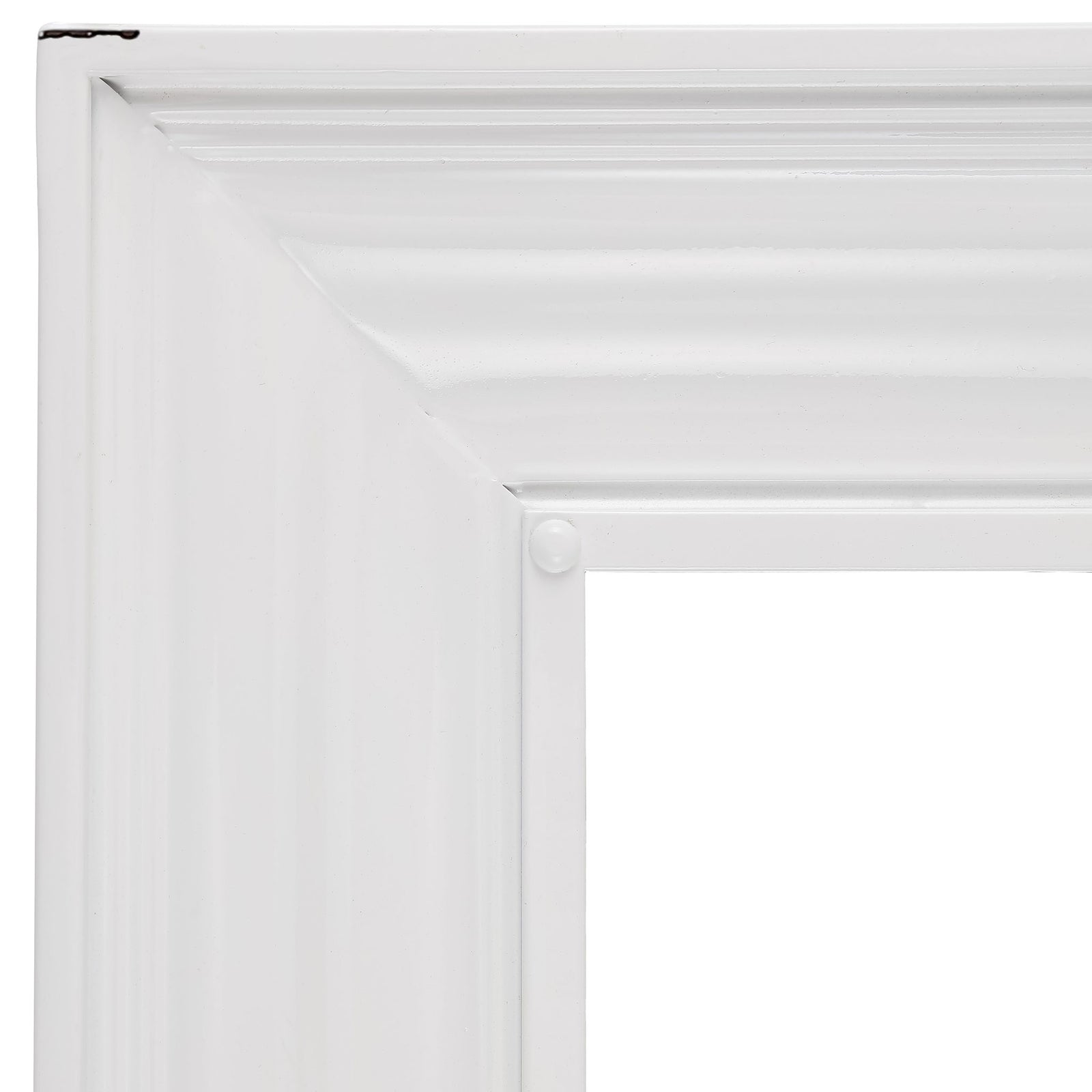 Layered white molding and subtly distressed edges lend the mirror farmhouse charm || MRR1059A || detail_studio
