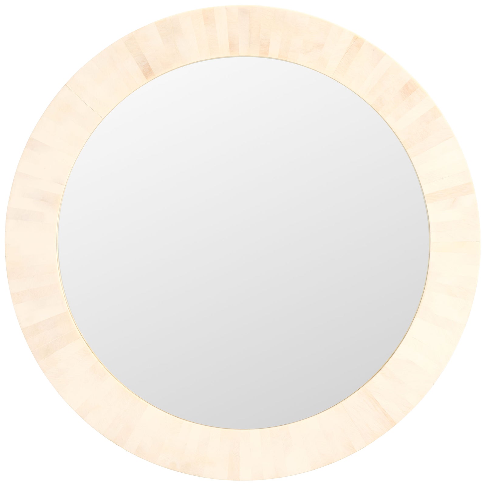 A wide antique ivory faux-bone frame encircles the mirror with subtle radial striping. || MRR1501A || front_studio
