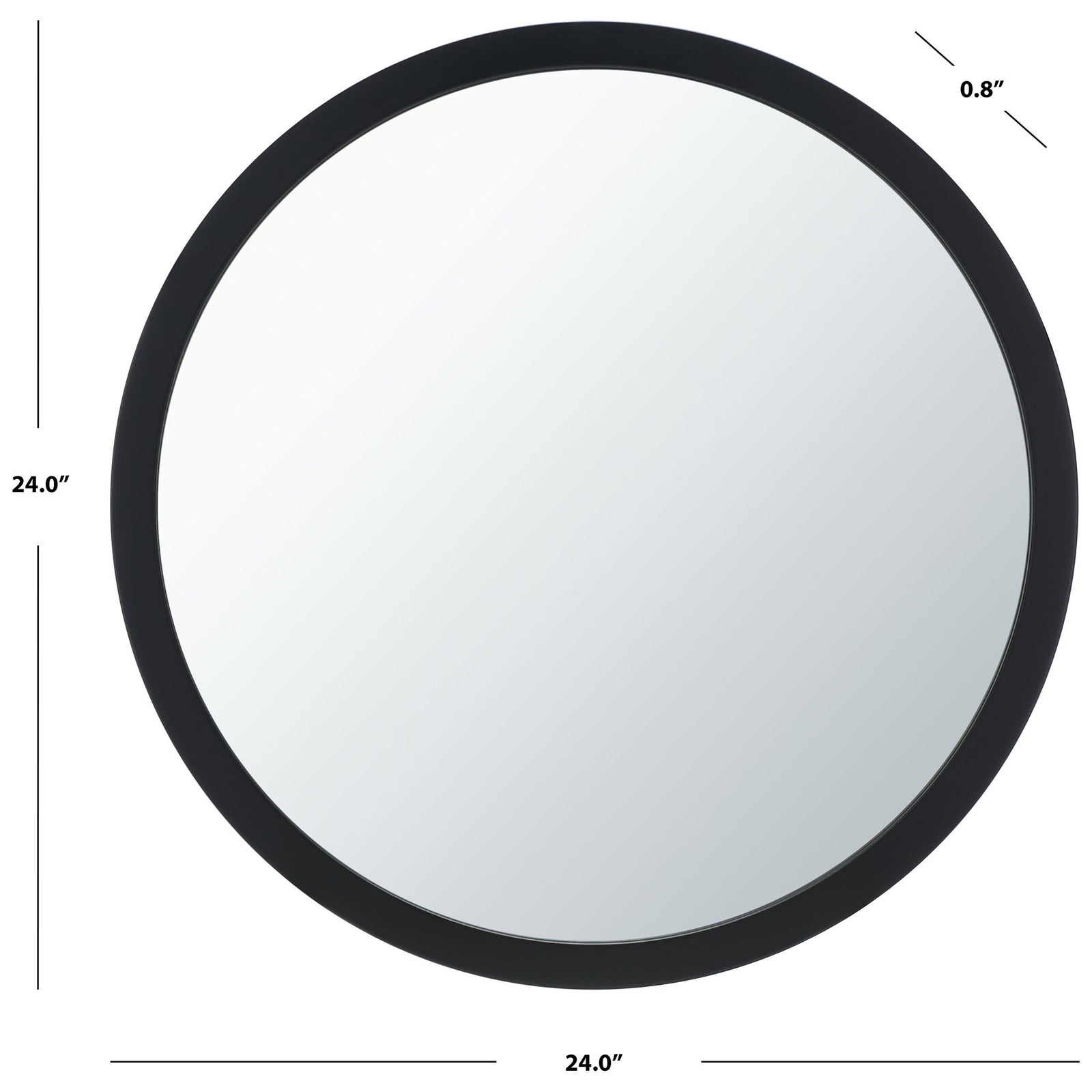 A 24-inch round mirror combines a bold black frame with a slim 0.8-inch profile || MRR2006C || dimension_studio
