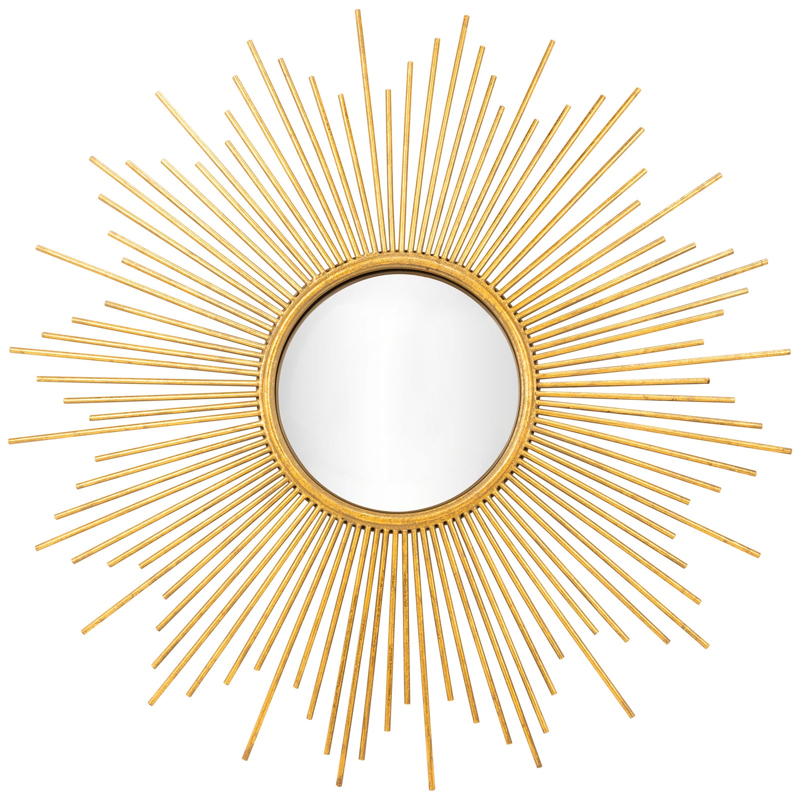 A round mirror framed by slim gold sunburst rays adds sculptural style to any wall || MRR3009A || front_studio