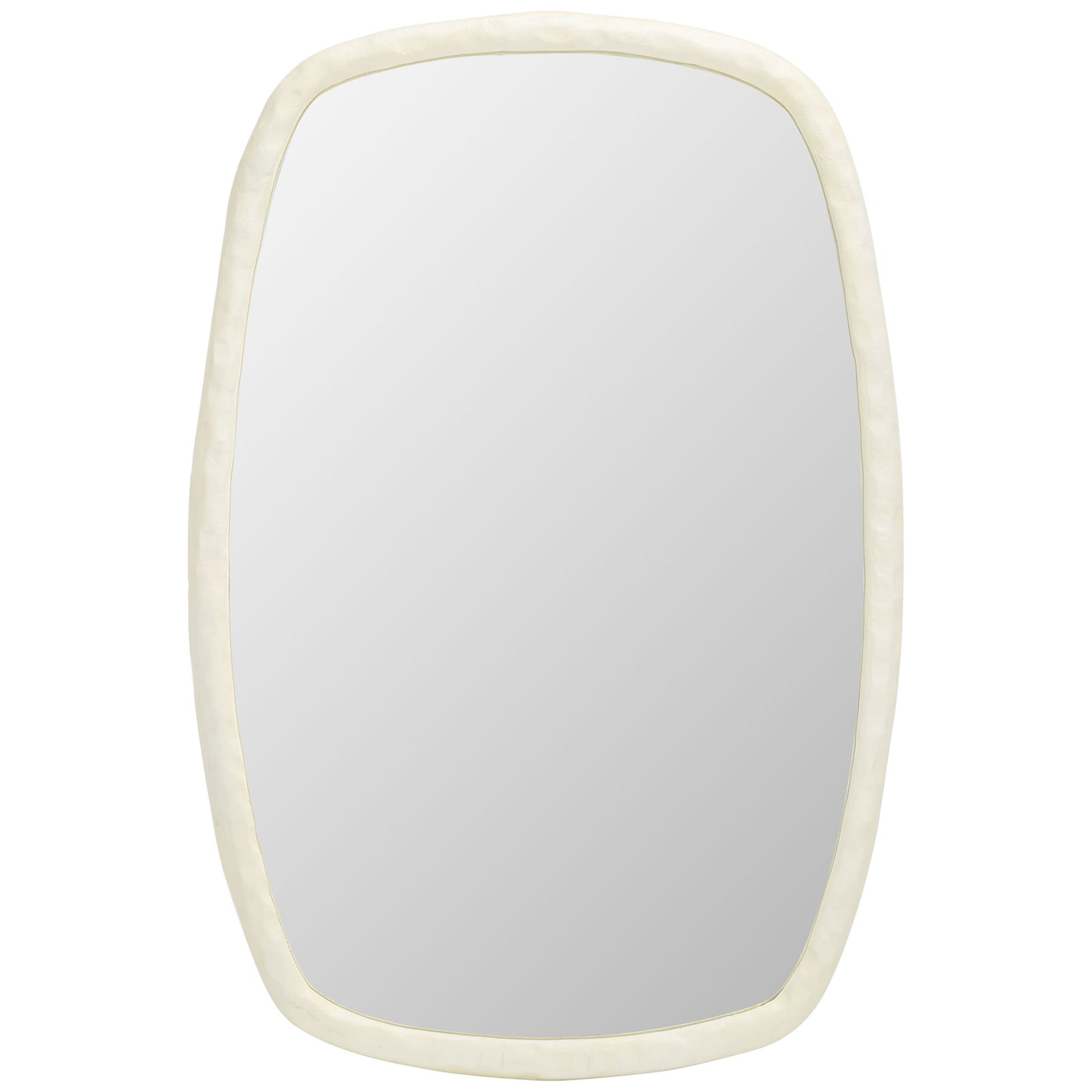 Tall mirror with a softly rounded silhouette and an organic ivory frame. || MRR3068A || front_studio