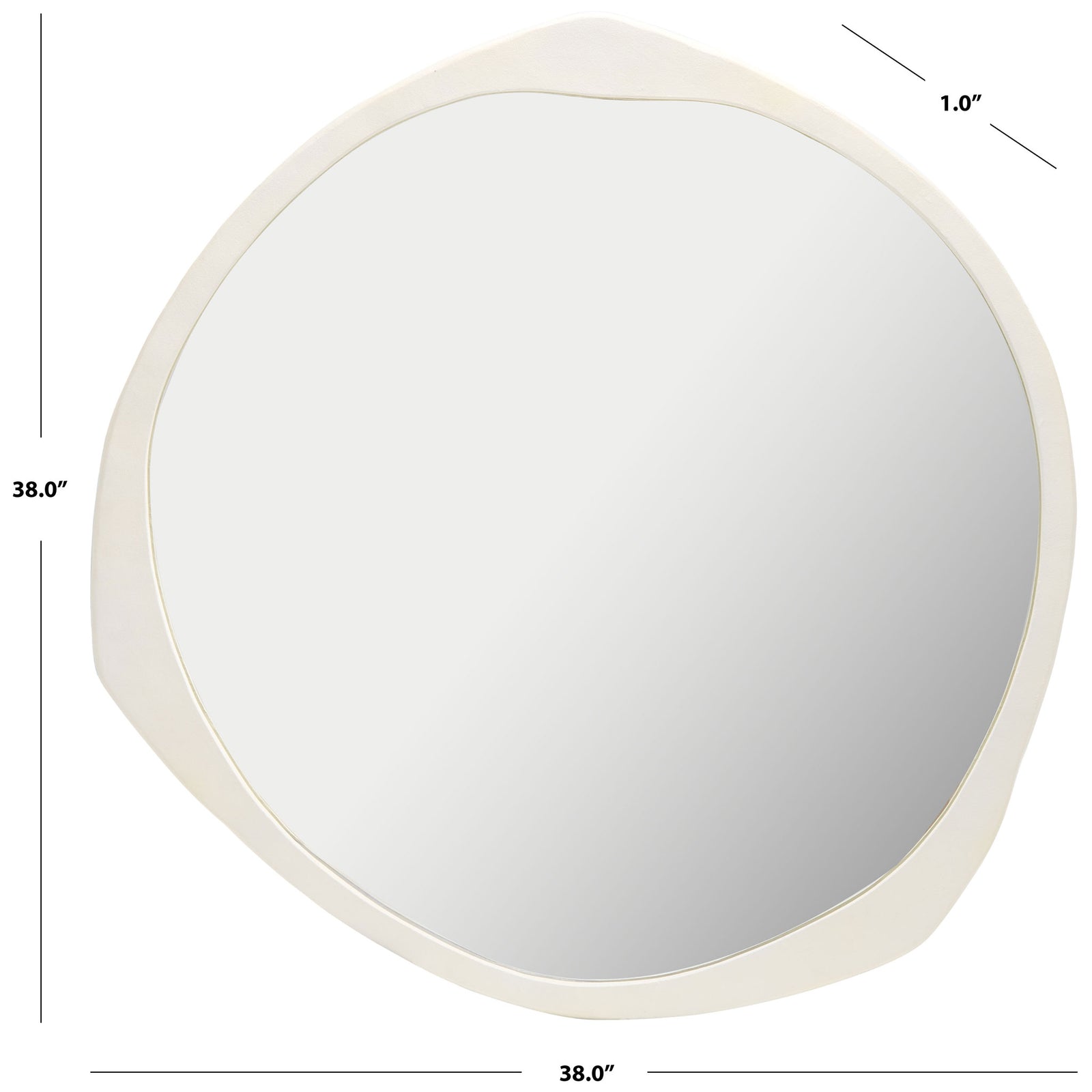 Generously sized ivory mirror spans 38 inches across with a slim 1-inch profile || MRR3070A || dimension_studio