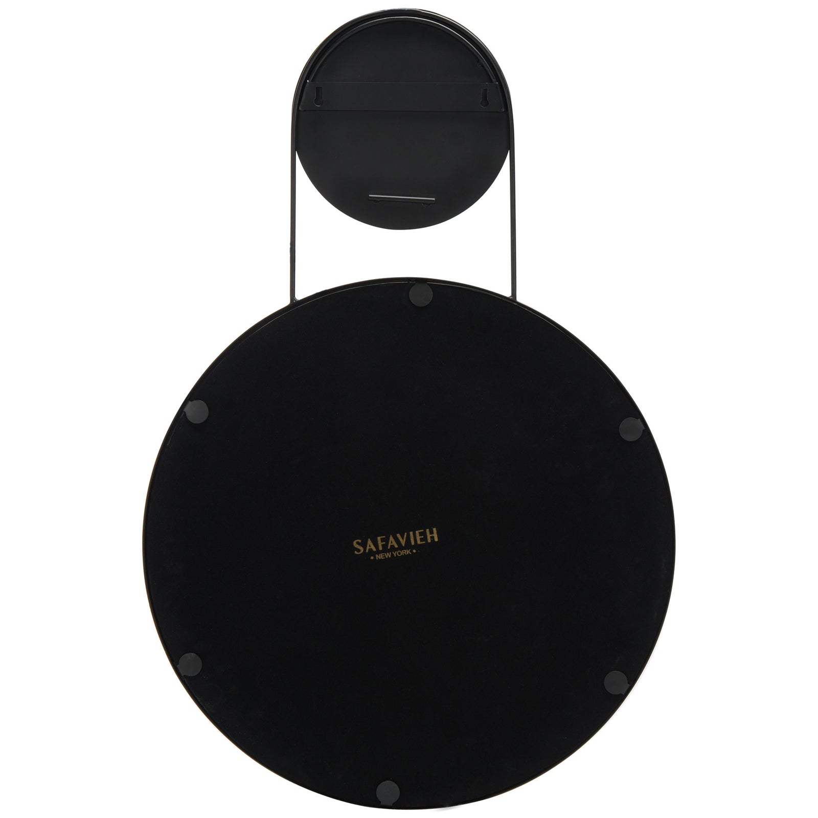 A matte black back and small protective pads complete the mirror's linked circular silhouette. || MRR3071A || back_studio