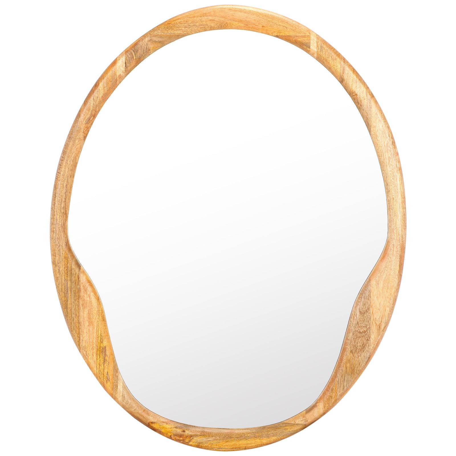 Handcrafted mango wood mirror pairs an organic silhouette with warm natural grain || MRR4003A || front_studio