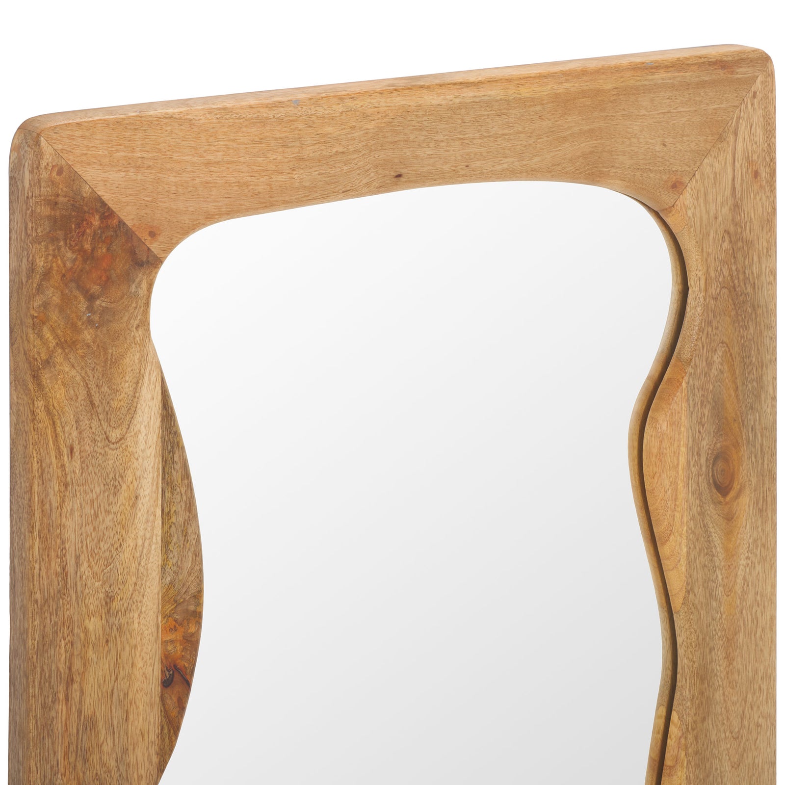 Expressive wood grain and a flowing inner edge give the sculpted mirror frame organic character || MRR4005A || detail_studio