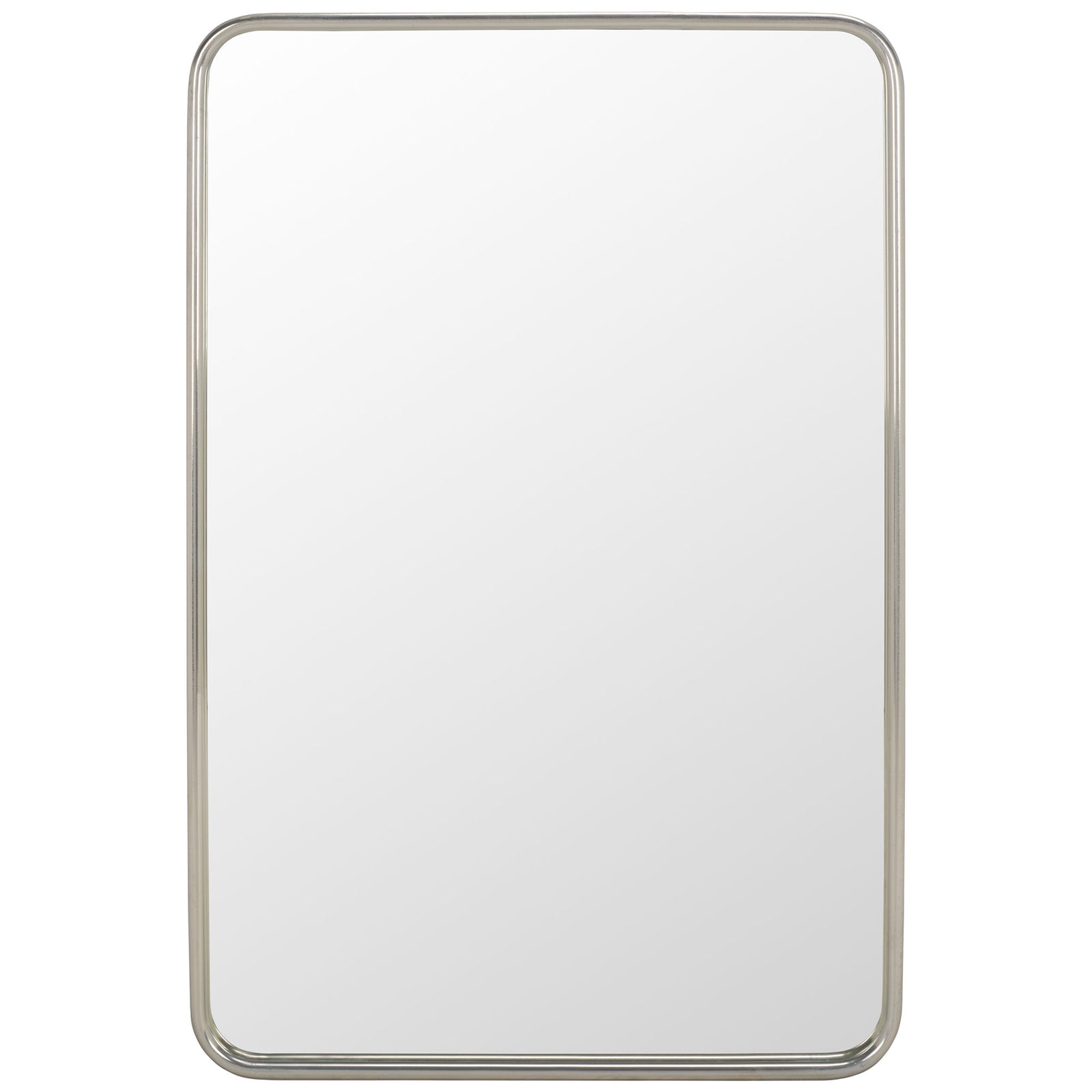 Tall rectangular mirror with softly rounded corners and a sleek chrome-finished frame || MRR4006A || front_studio