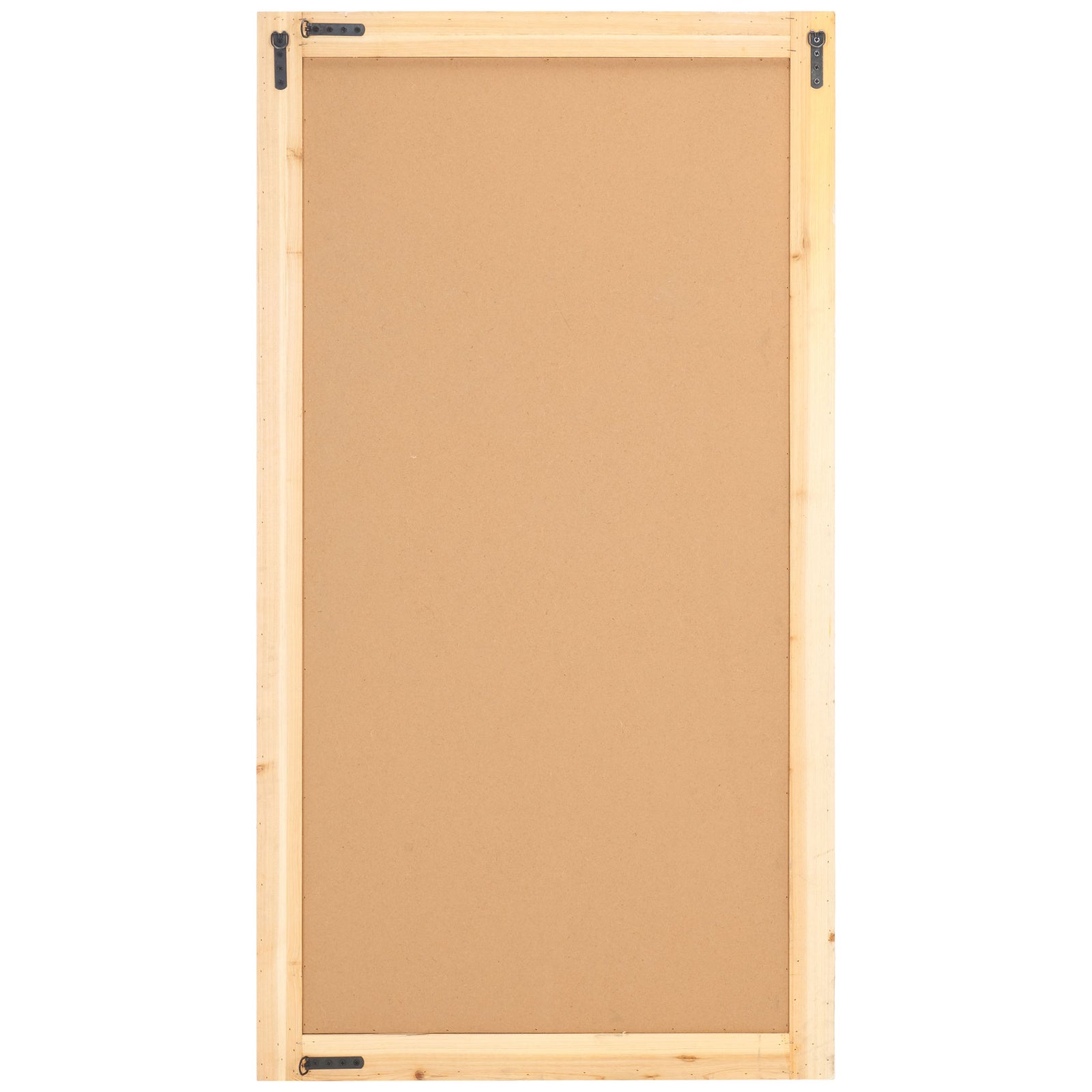 Natural wood edges surround the tan backing, with metal brackets for wall mounting. || MRR9003A || back_studio