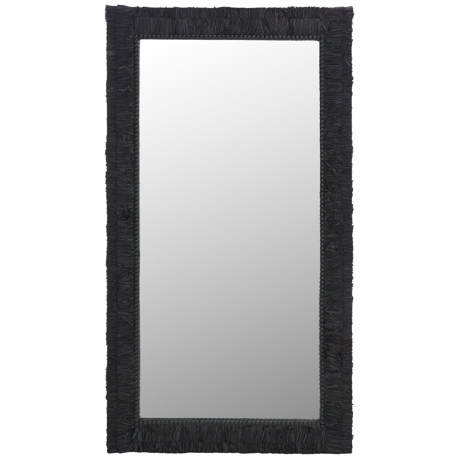 Bold black texture surrounds a generous reflective pane with a delicate beaded inner edge. || MRR9003B || front_studio