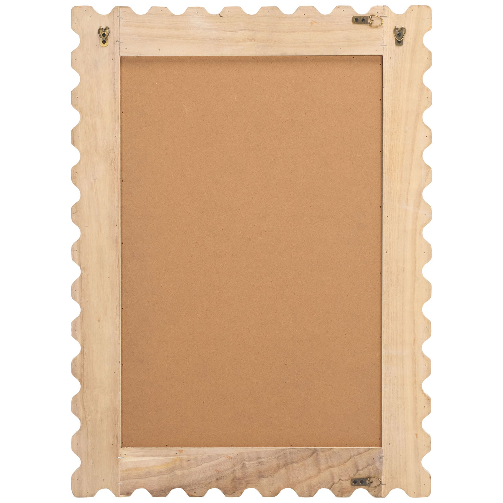 Natural wood backing reveals scalloped edges and metal wall-mounting hardware || MRR9005B || back_studio