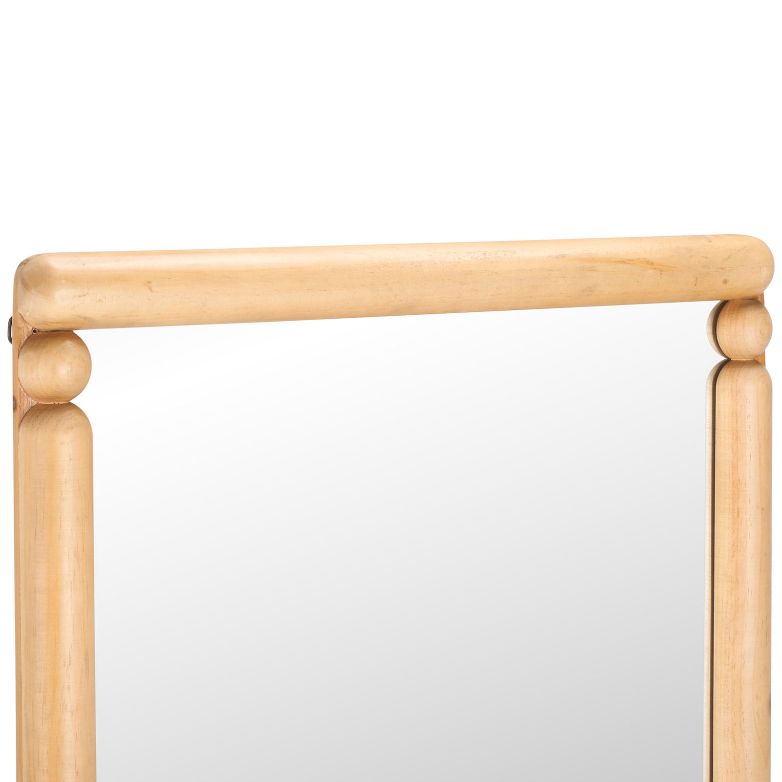 Rounded wood rails and bead accents add warmth and character to the mirror frame || MRR9019A || detail_studio
