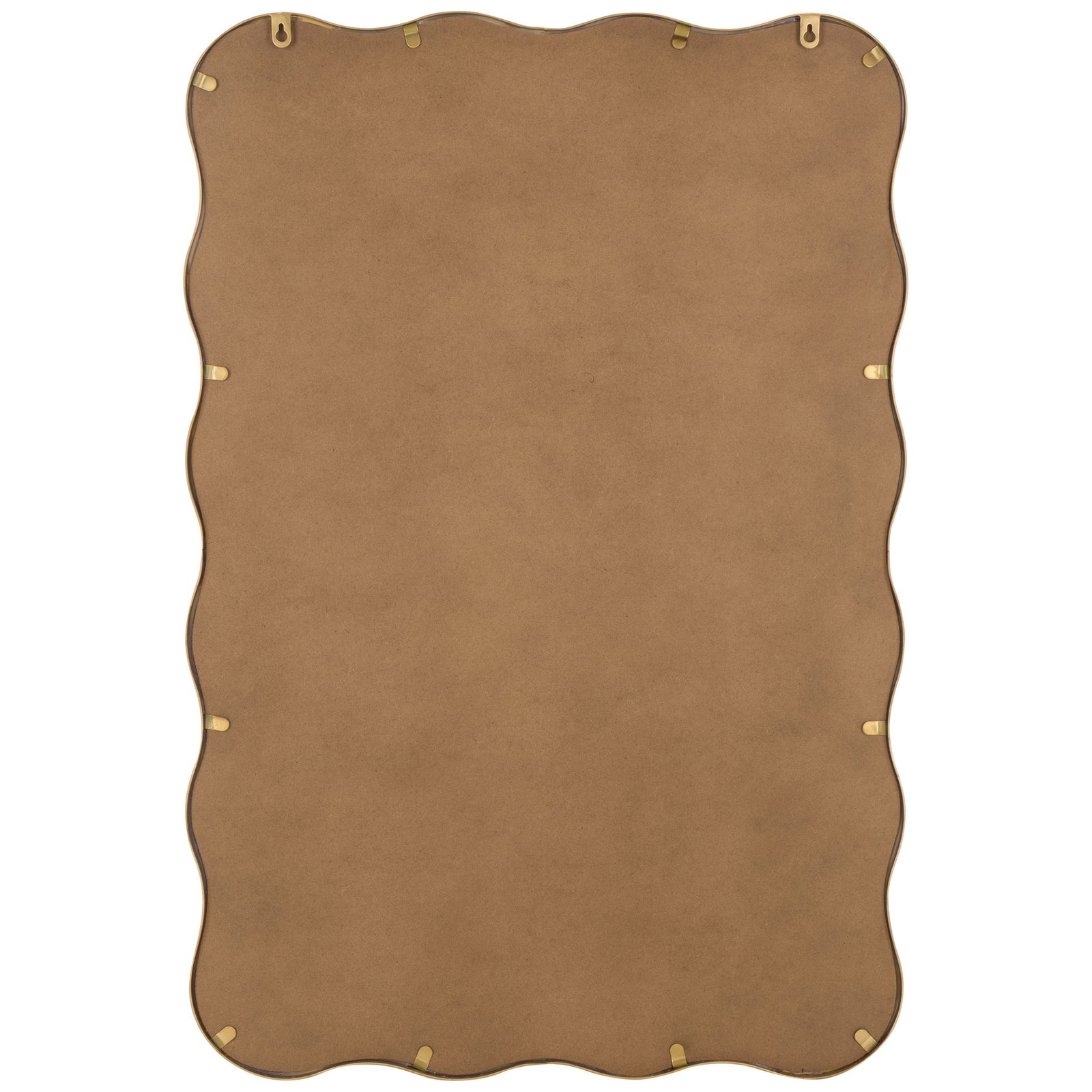 Scalloped brown backing includes hanging slots and gold-tone clips around the edges || MRR9036A || back_studio