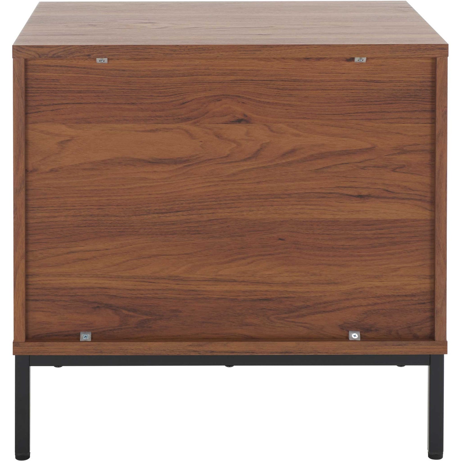 Finished walnut back panel on a slim black metal base || NST9605A || back_studio