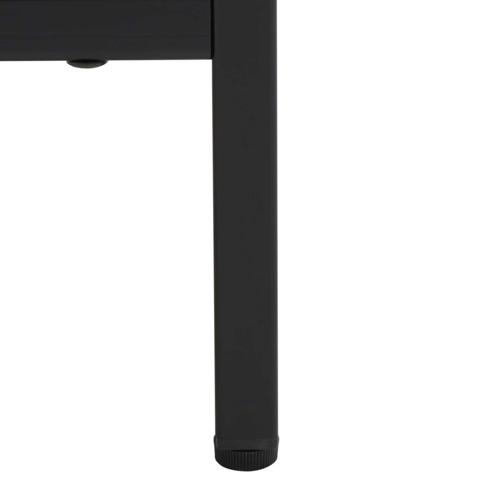 Slim black metal leg and foot show the nightstand's elevated, airy base || NST9605B || leg_studio