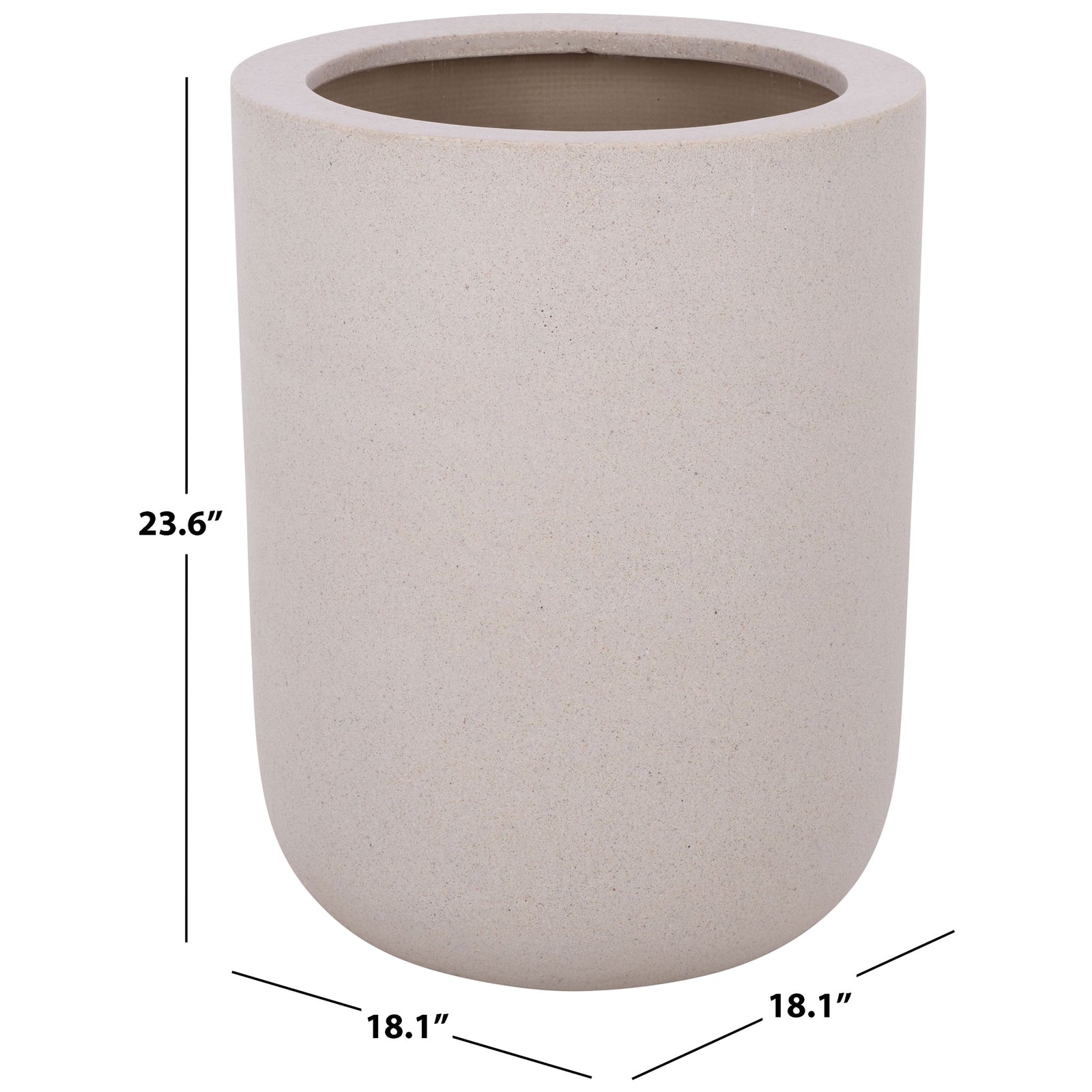 Tall beige planter with an 18.1-inch diameter and 23.6-inch height || PAT1400B || dimension_studio
