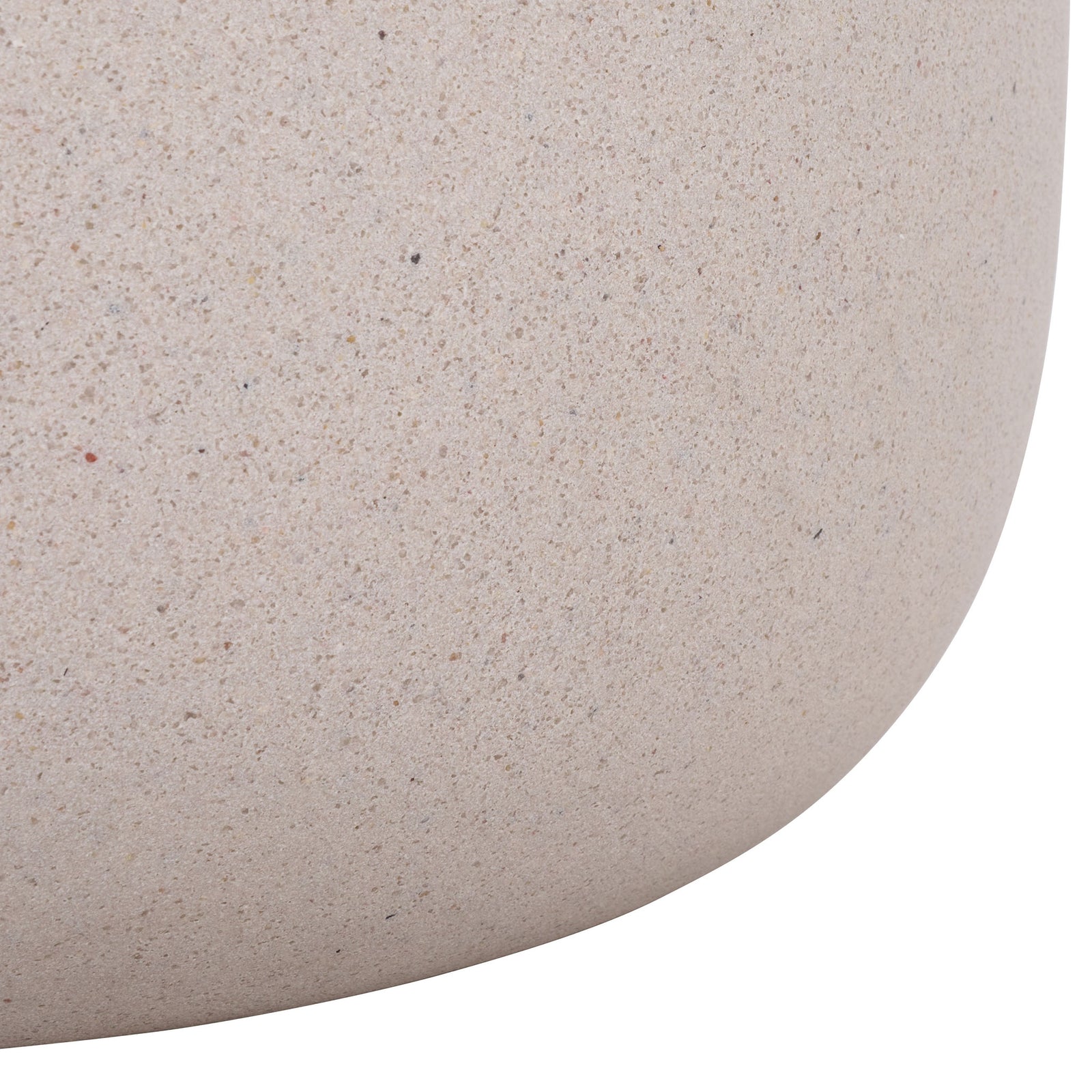 Curved base of a tall beige planter with a finely speckled stone-like texture || PAT1400B || leg_studio