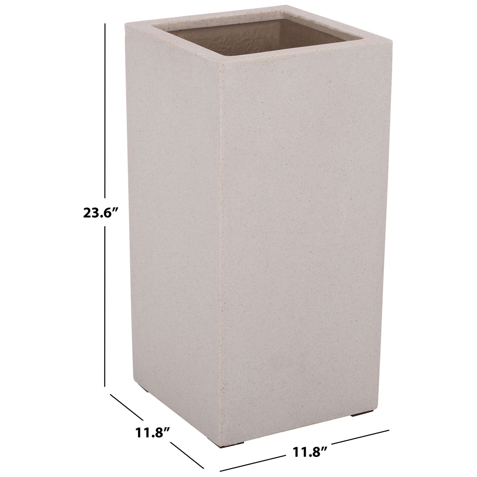 Tall square planter measures 11.8 inches wide and deep by 23.6 inches high || PAT1402B || dimension_studio