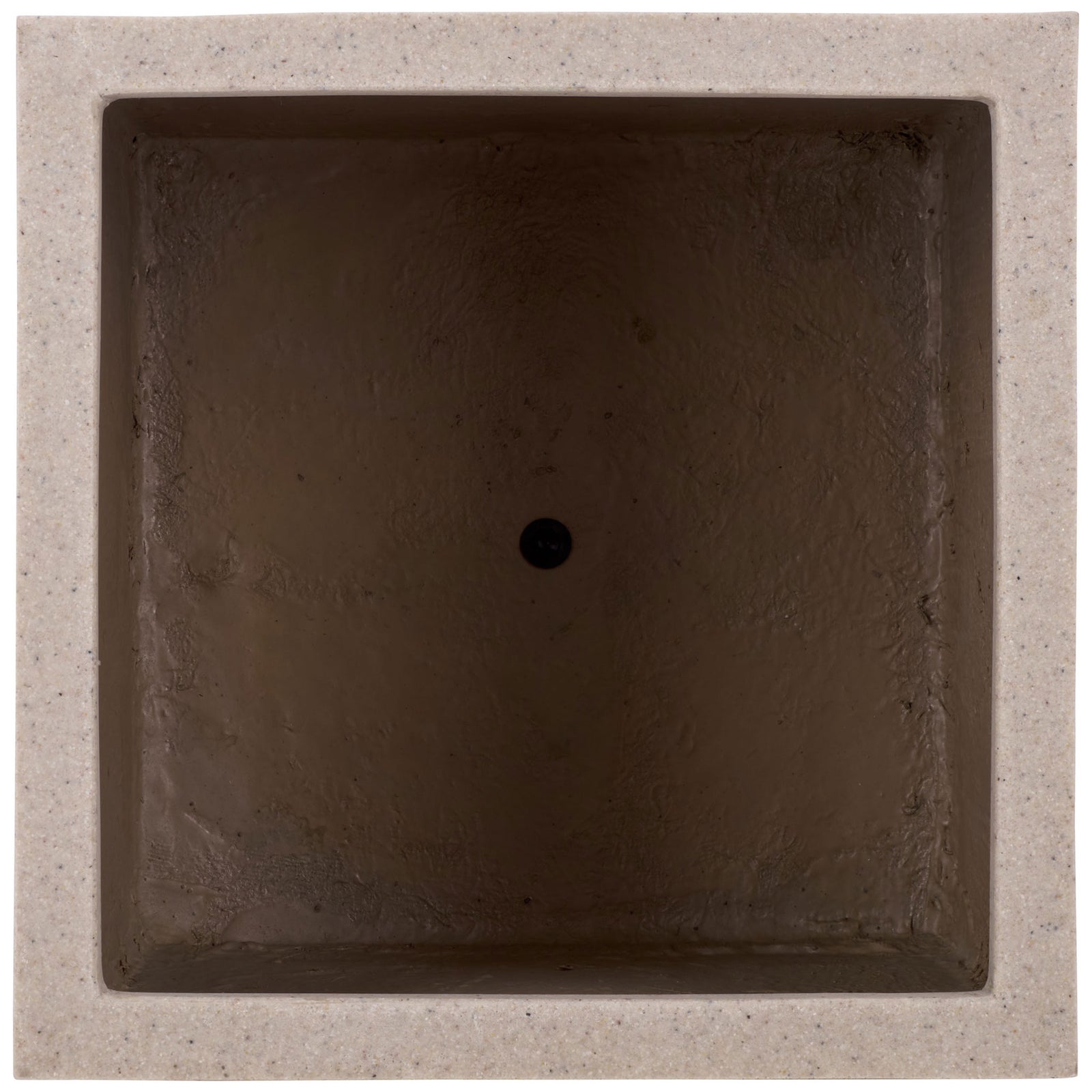 Open square planter reveals a deep planting well and centered drainage hole || PAT1403B || top_studio