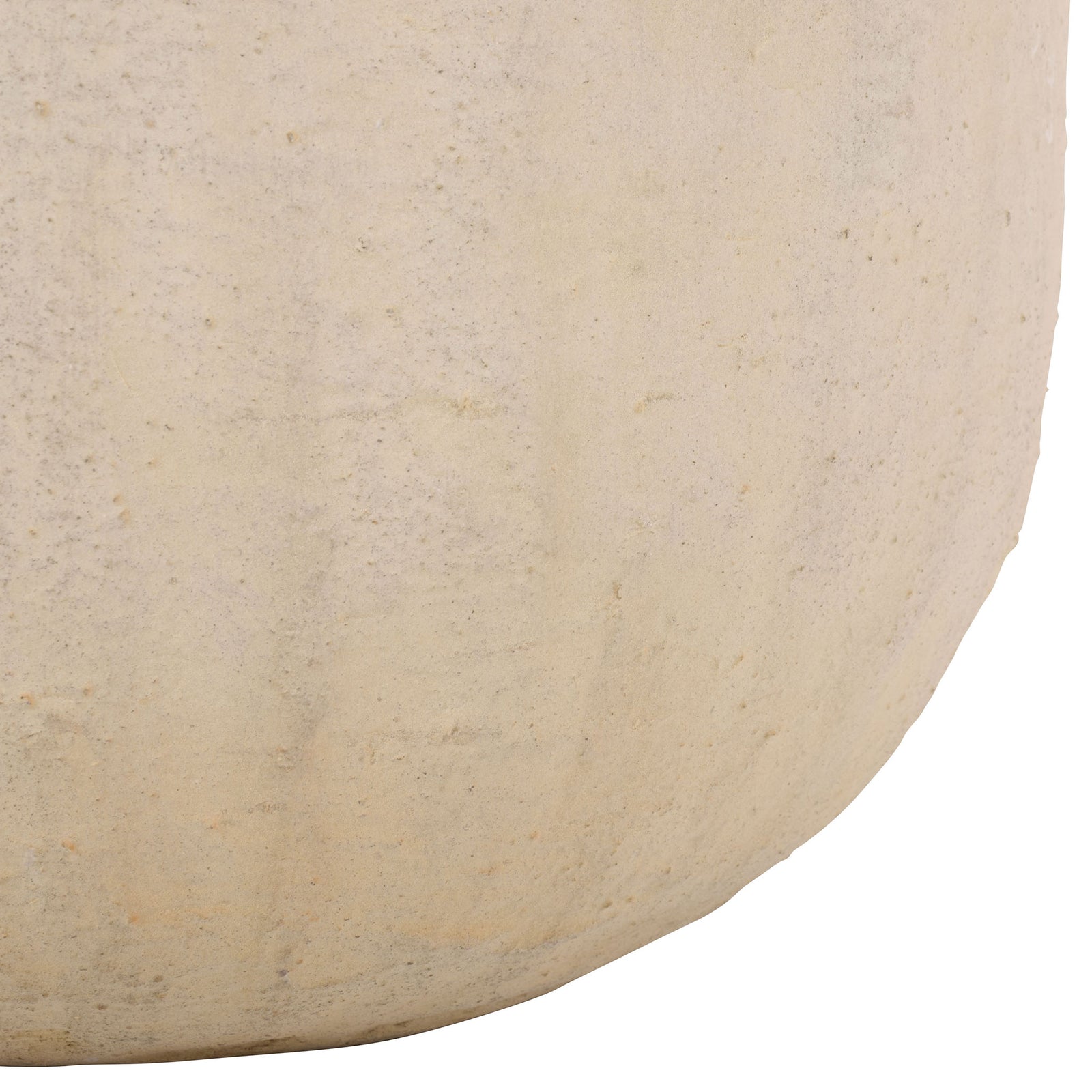 The compact beige planter curves into a rounded base with subtle surface variation. || PAT1404B || leg_studio