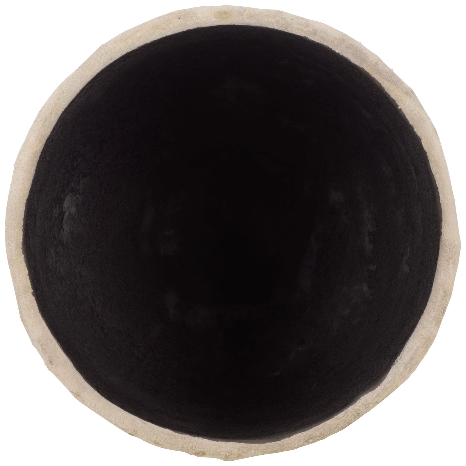 A slim, irregular beige rim surrounds the planter's deep, dark interior. || PAT1404B || top_studio