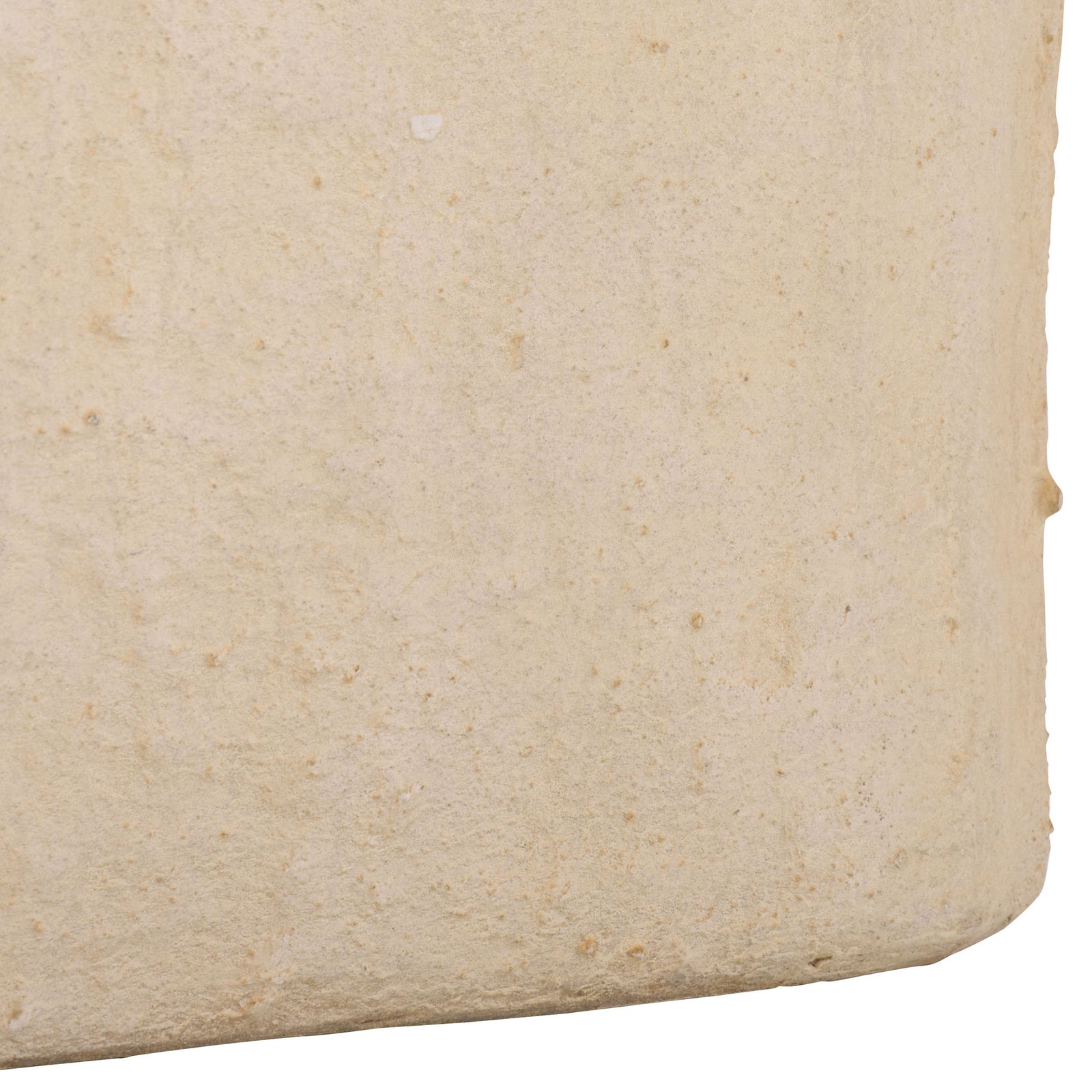 The large beige planter's softly squared base shows light, natural mottling. || PAT1409B || leg_studio