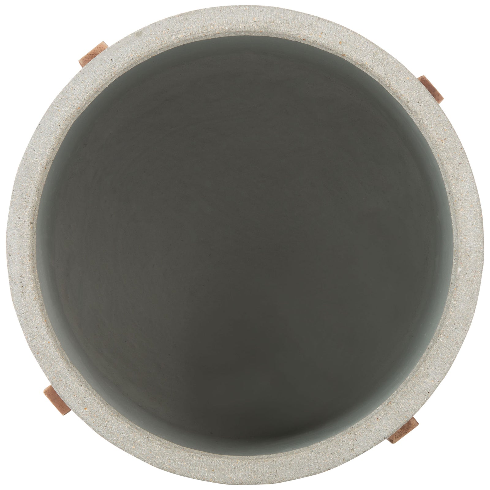 A pale gray rim surrounds the broad planting basin and its smooth gray interior. || PAT1514B || top_studio