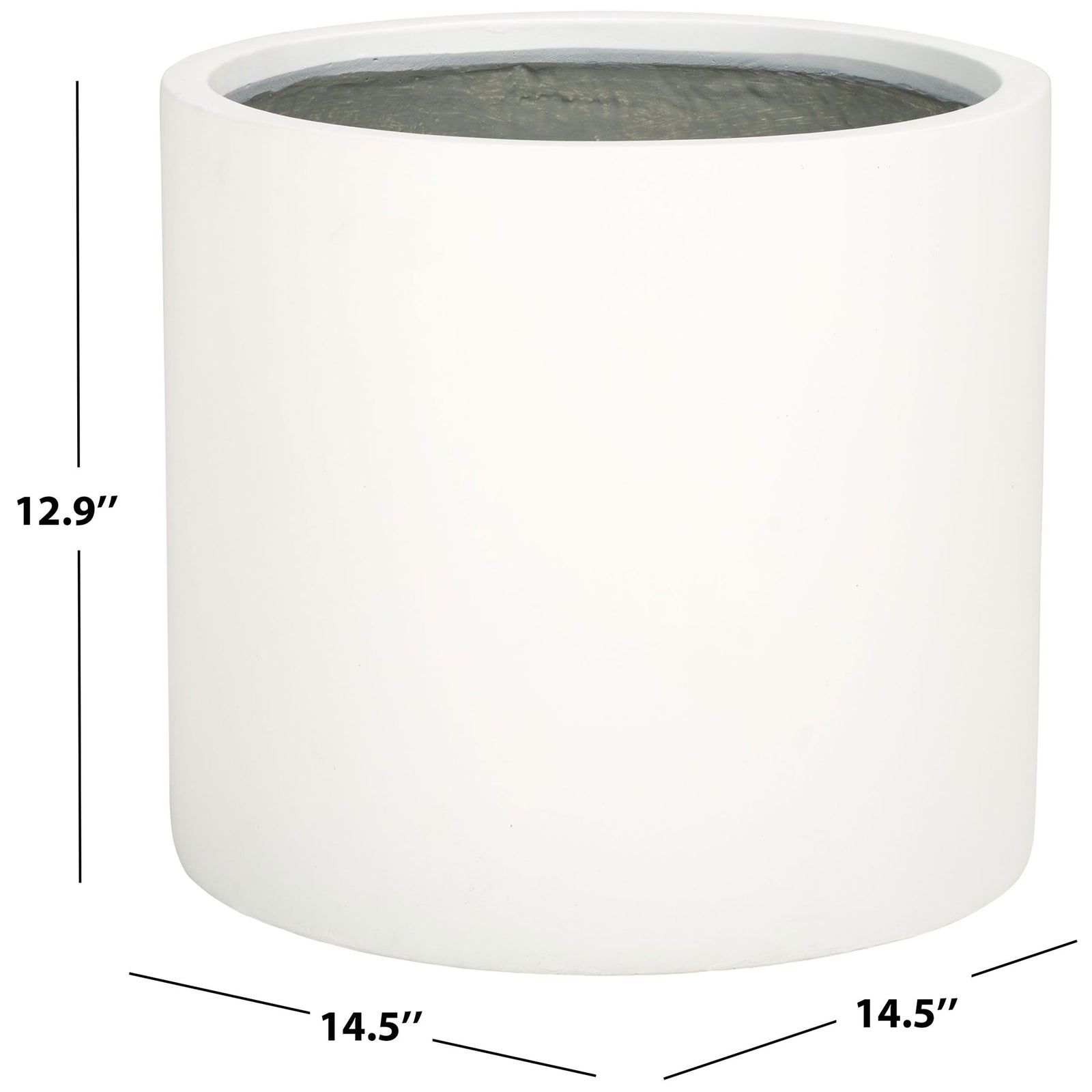 The white planter measures 14.5 inches across and 12.9 inches tall || PAT1516C || dimension_studio