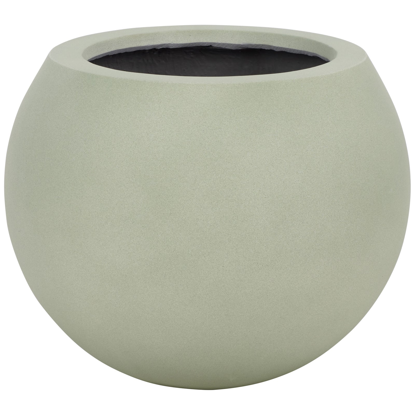 Muted sage planter brings a softly textured finish to a timeless rounded silhouette. || PAT1518E || front_studio
