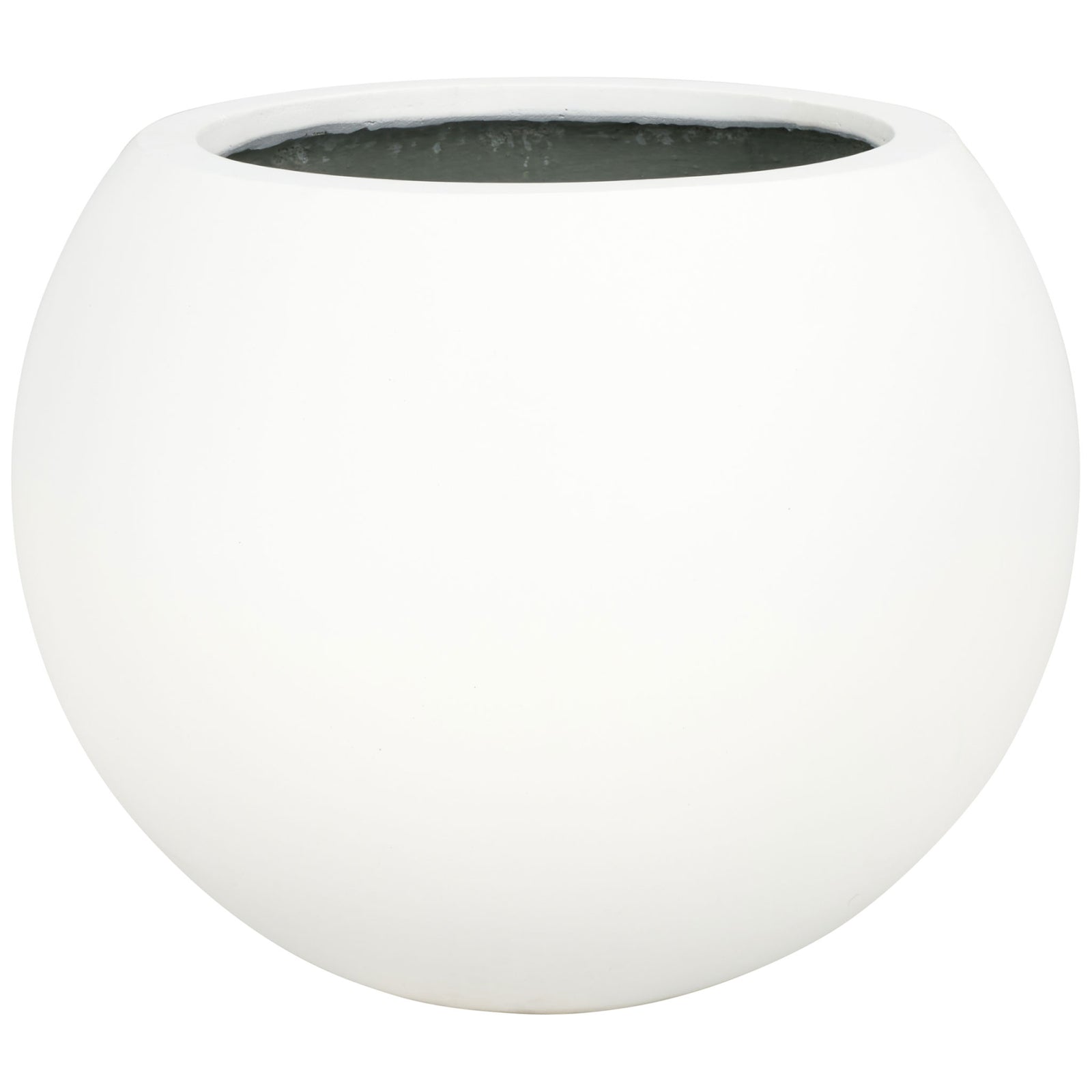 Large white planter highlights flowing round curves and a wide planting opening. || PAT1519C || front_studio